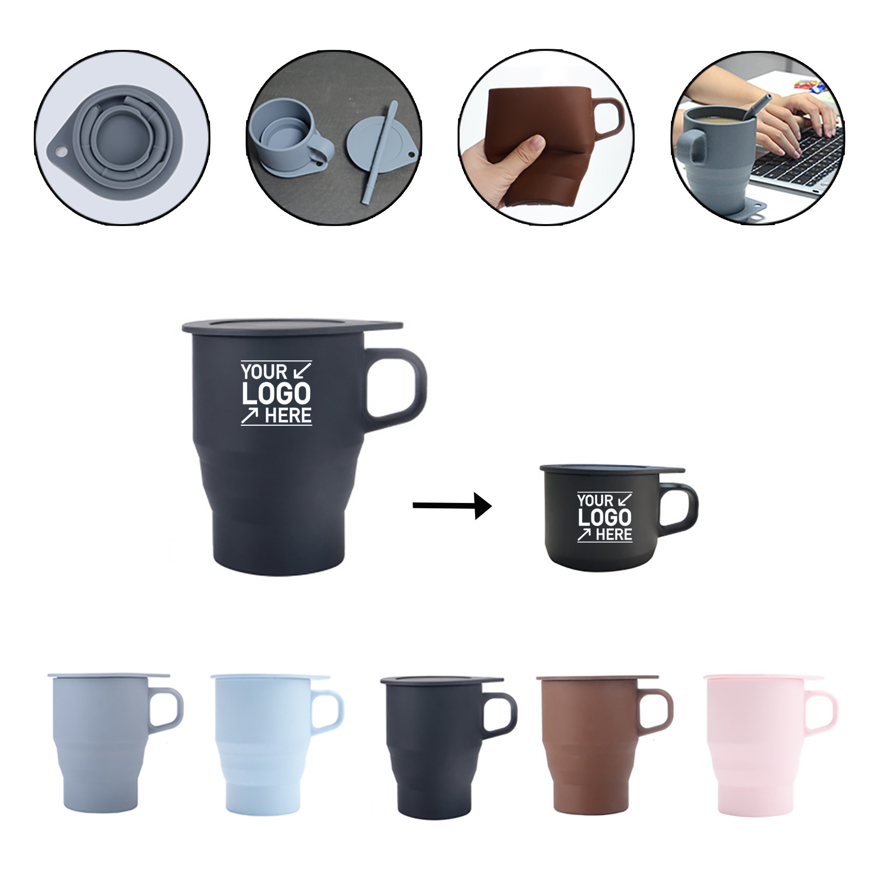 10 oz Collapsible Silicone Coffee Mug 1