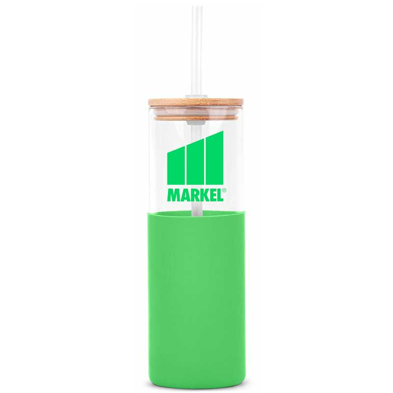 18oz. Bamboo Lid Glass Bottle Silicone Sleeve 12
