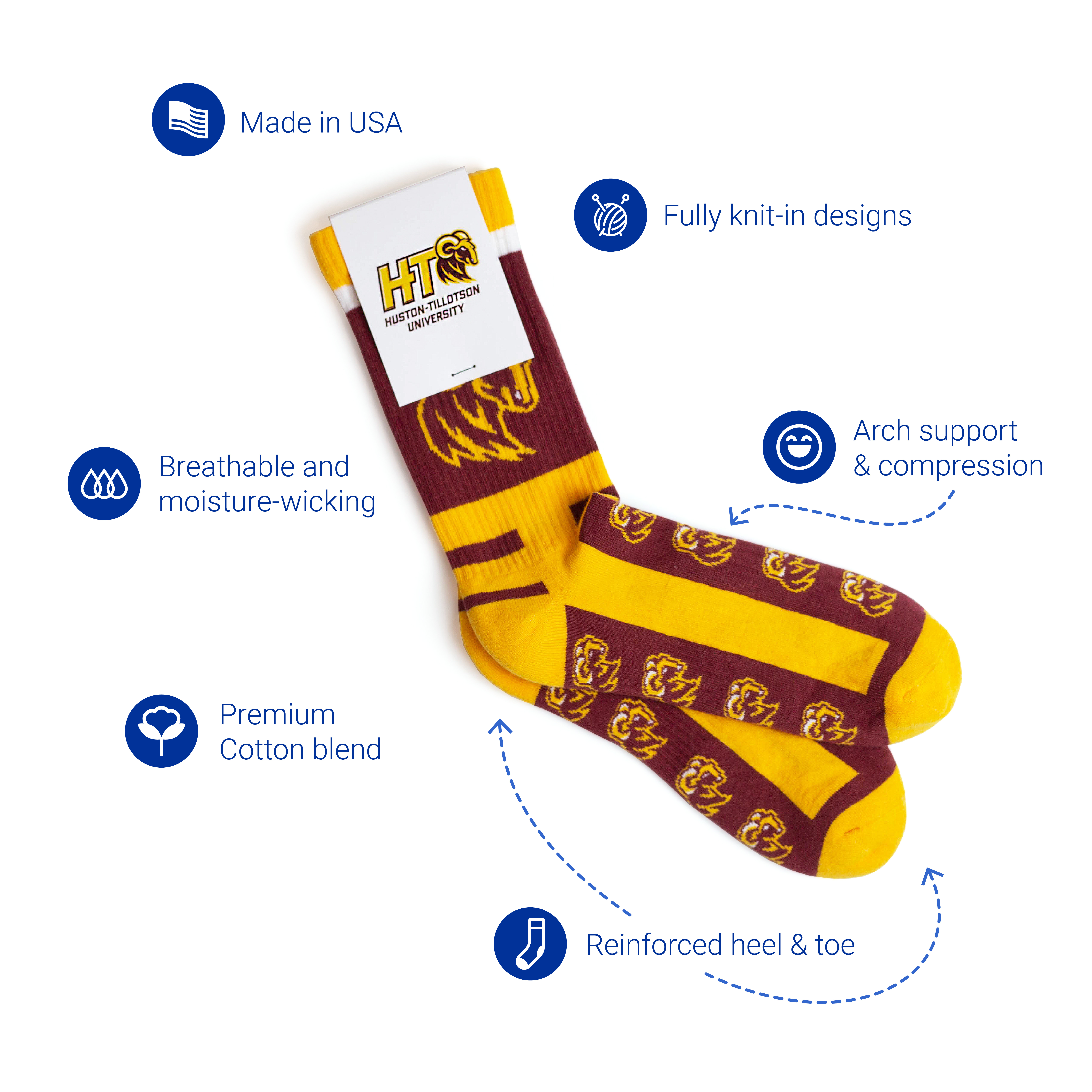 Custom Knit Cotton Crew Athletic, Performance, and Sports Socks, custom athletic wear with logo imprint 4