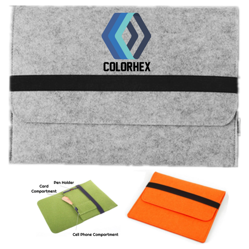 Felt Laptop Sleeve with Flip Top Elastic Band Closure 3