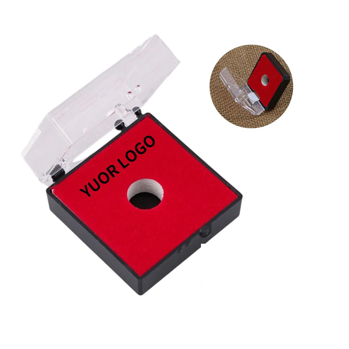 Velvet Lined Pin Box with Transparent Cover 2