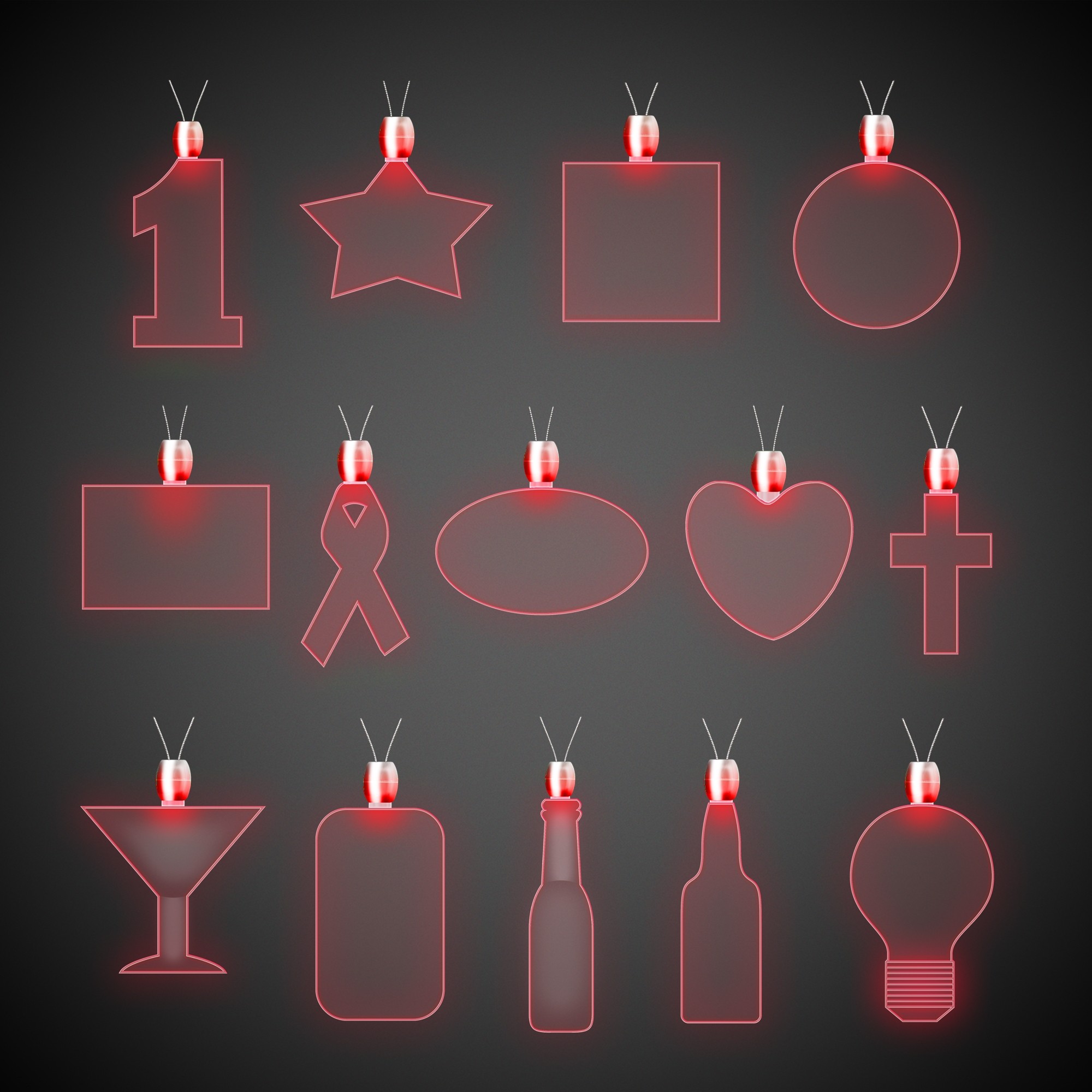 Light Bulb Red Light-Up Acrylic Pendant Necklace 1