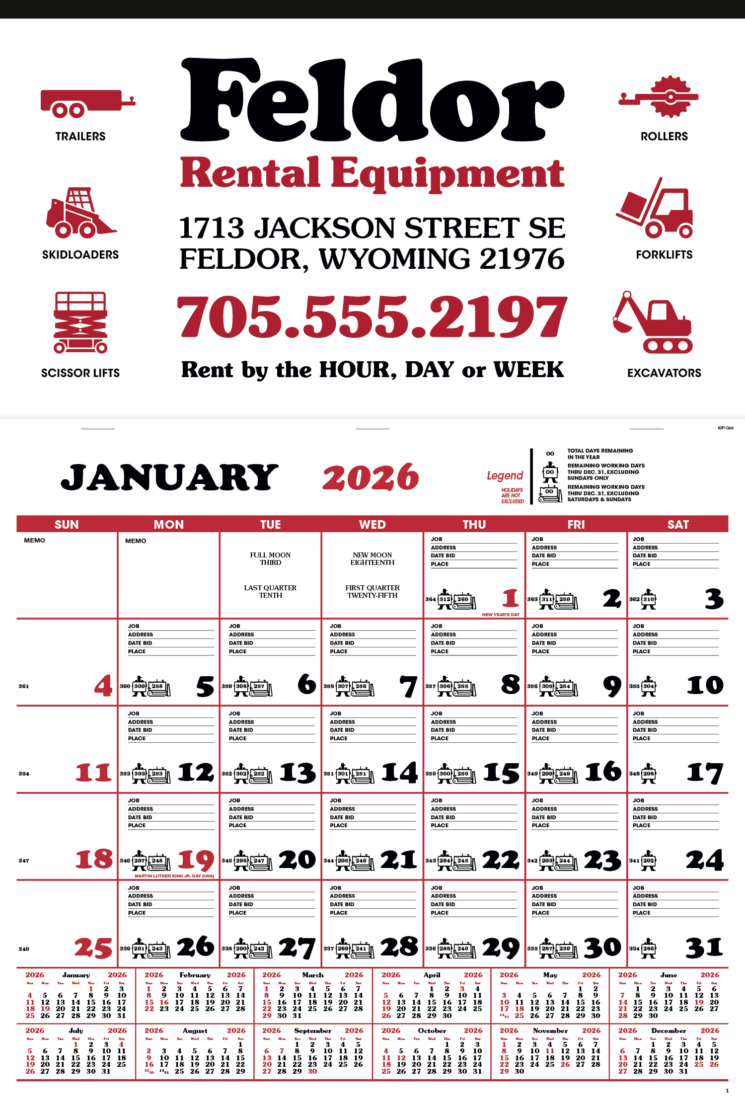 Skinner & Kennedy® Contractor's Apron Calendar 19
