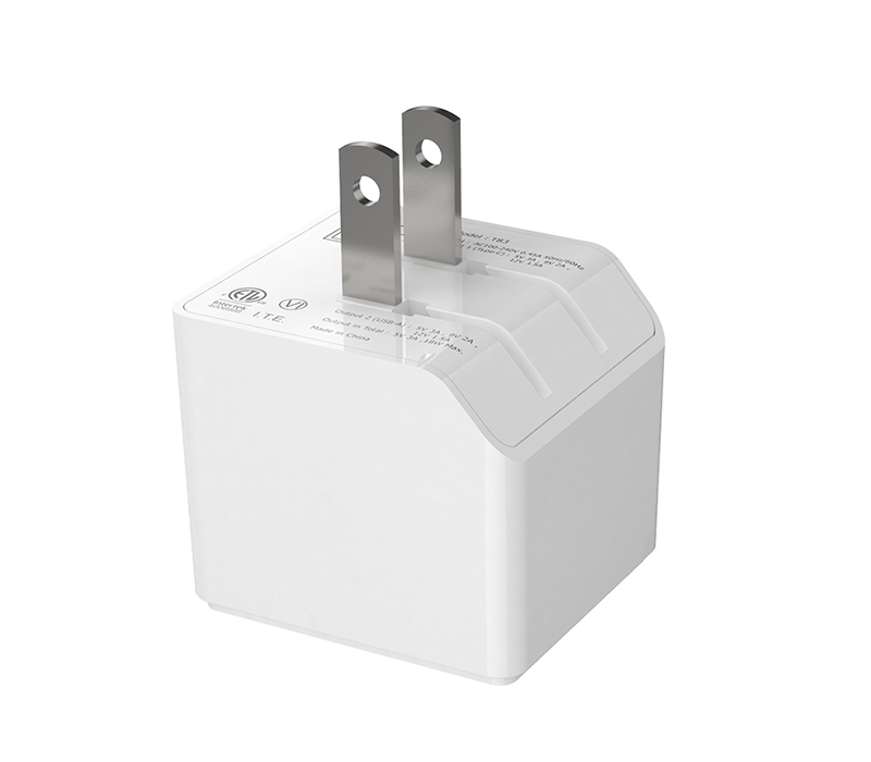 Dual Port USB Foldable Wall Plug Charger - PD 18W + QC3.0 2