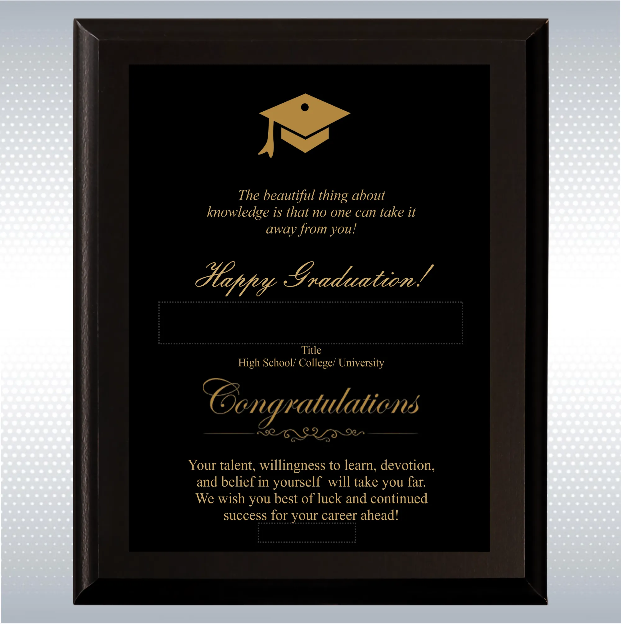 Black Matte Plaque Graduation Gift Award 8