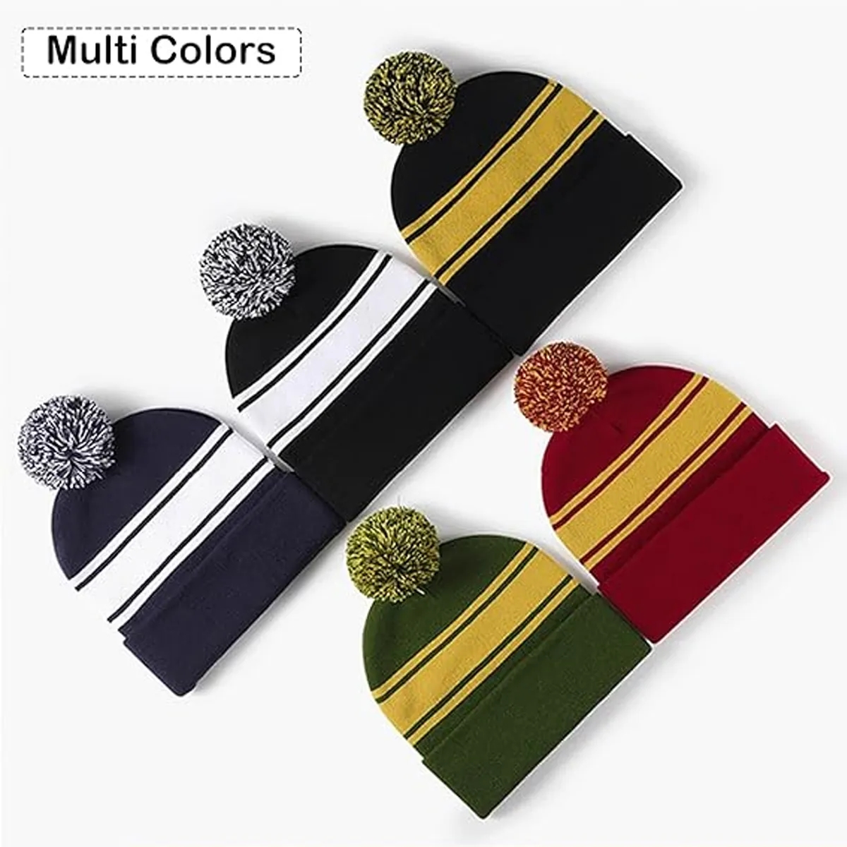 Colorful Acrylic Knit Beanie With PomPom 5
