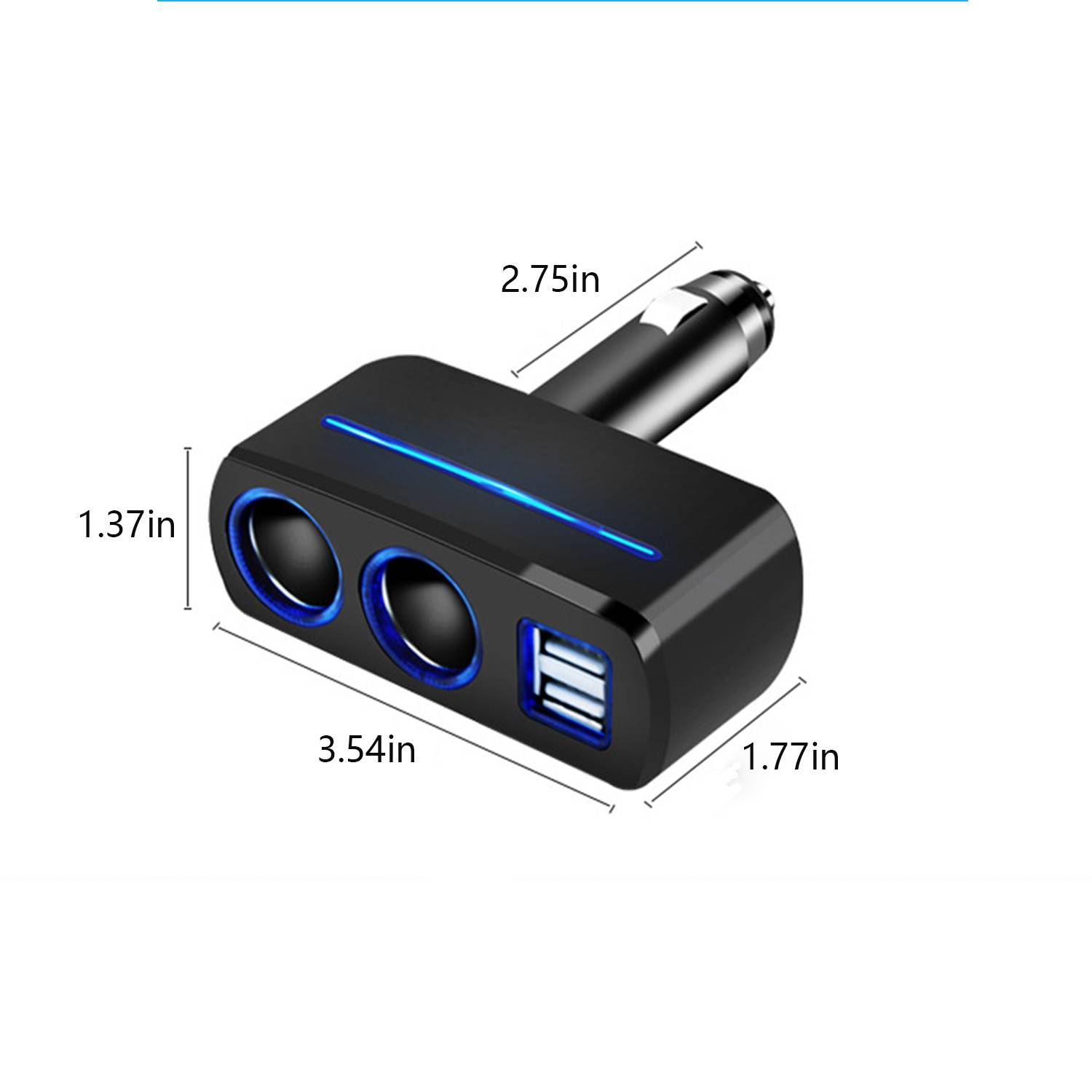 2 Socket Car Cigarette Lighter Splitter Adapter 12/24V 80W 2