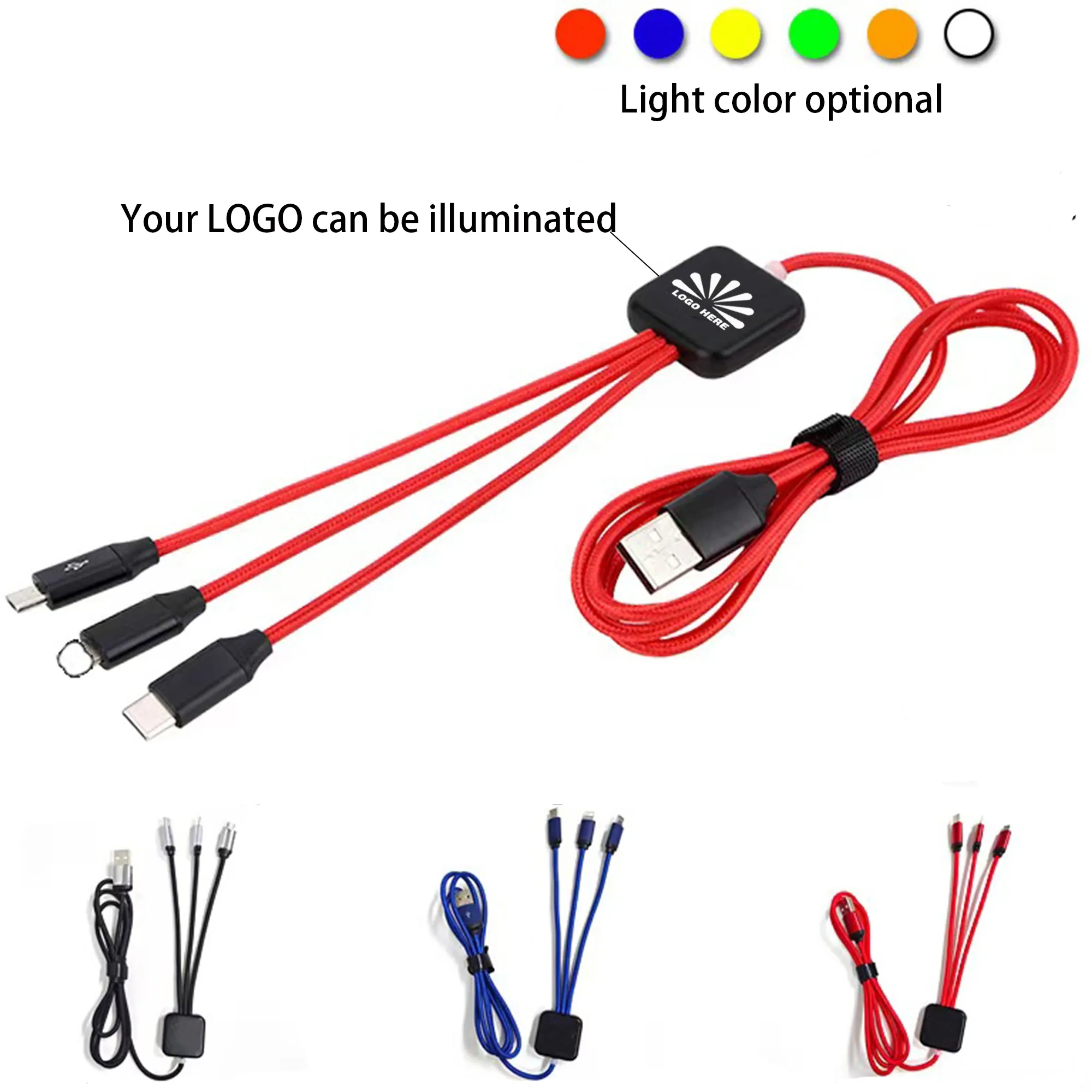 1.2m 3-In-1 Data Cable With Customizable Logo