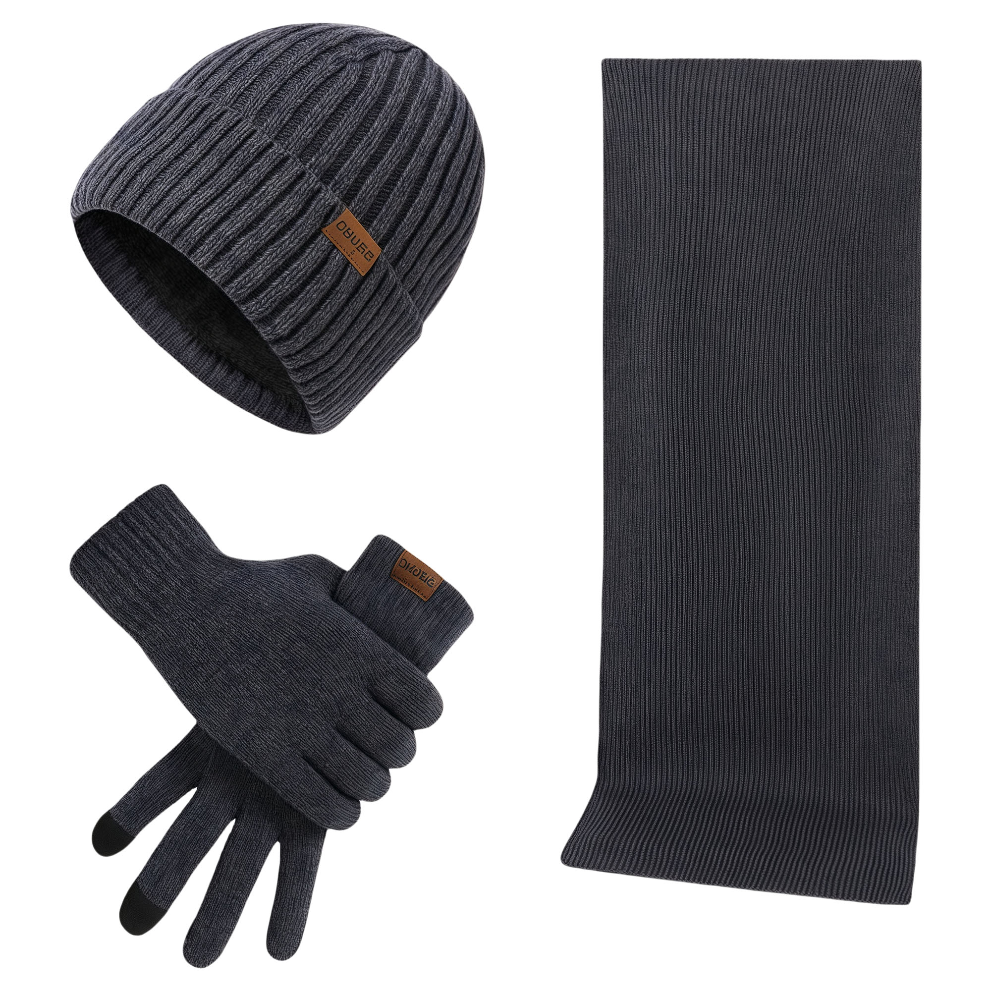 Winter Warm Knit Hat Scarf Gloves Set 6