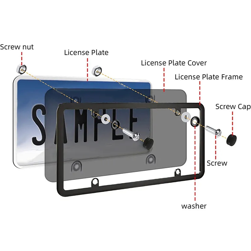 Unbreakable License Plate Tinted Covers Shields with Frame 3