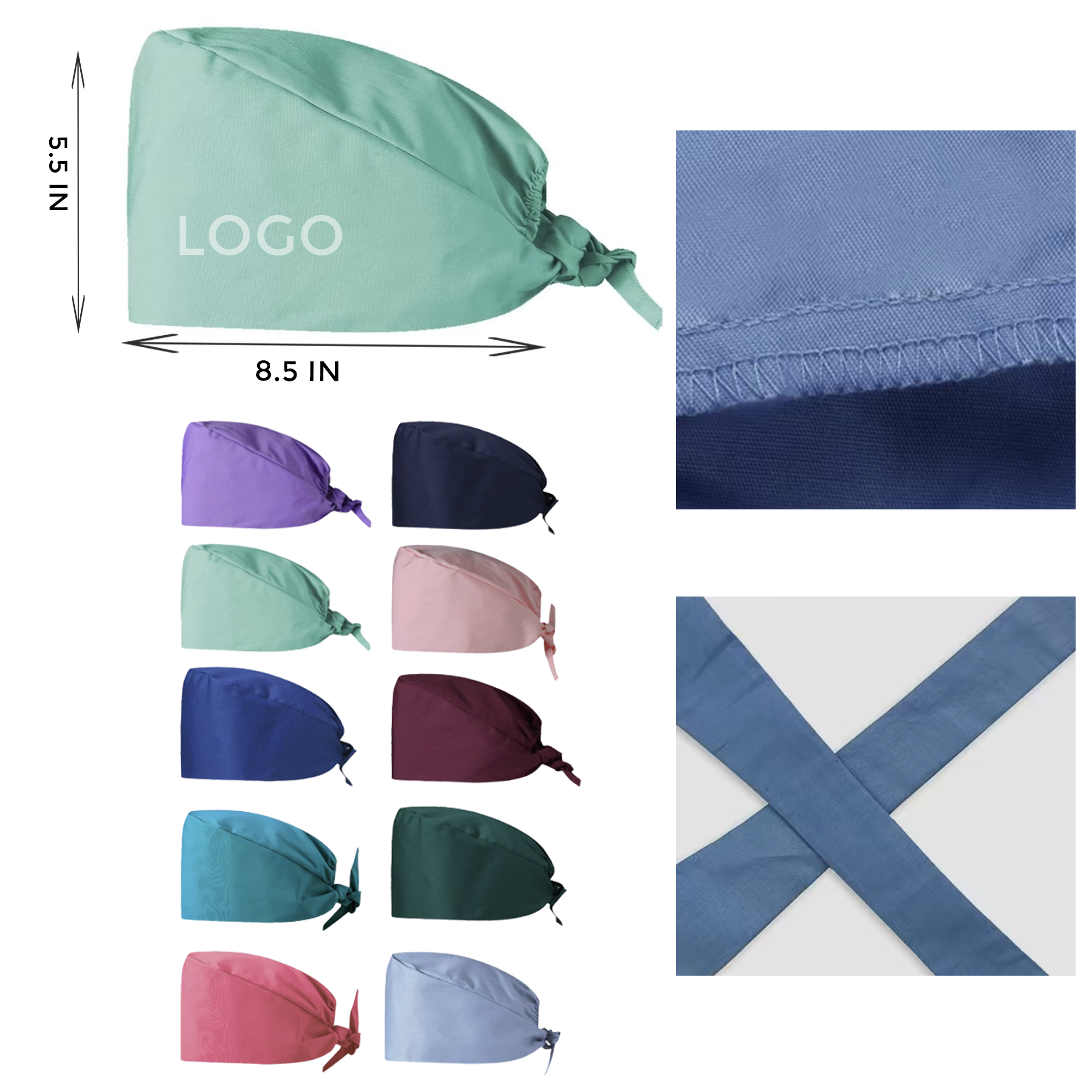 MOQ 10 PCS Stylish Pure Cotton Nurse Cap 2