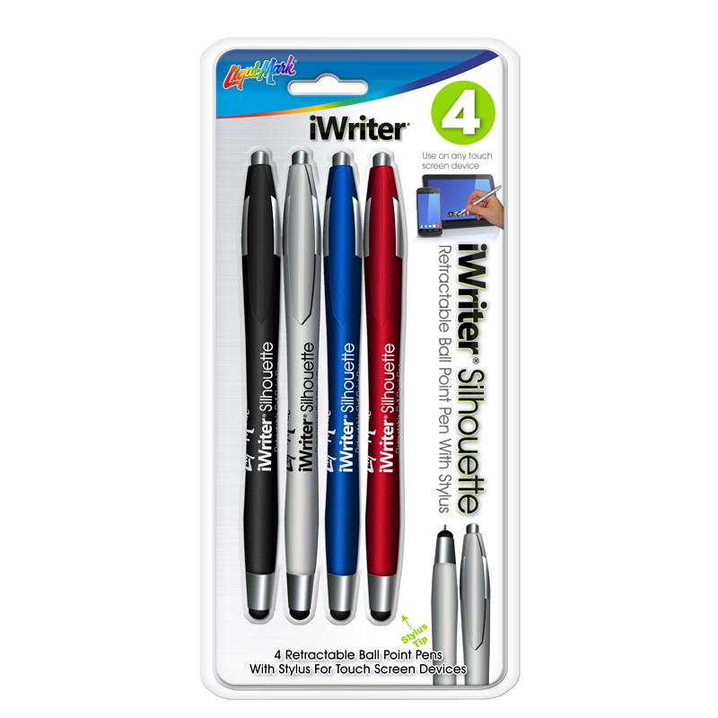 Pack of 4 iWriter Silhouette Ball Point Pens with Stylus