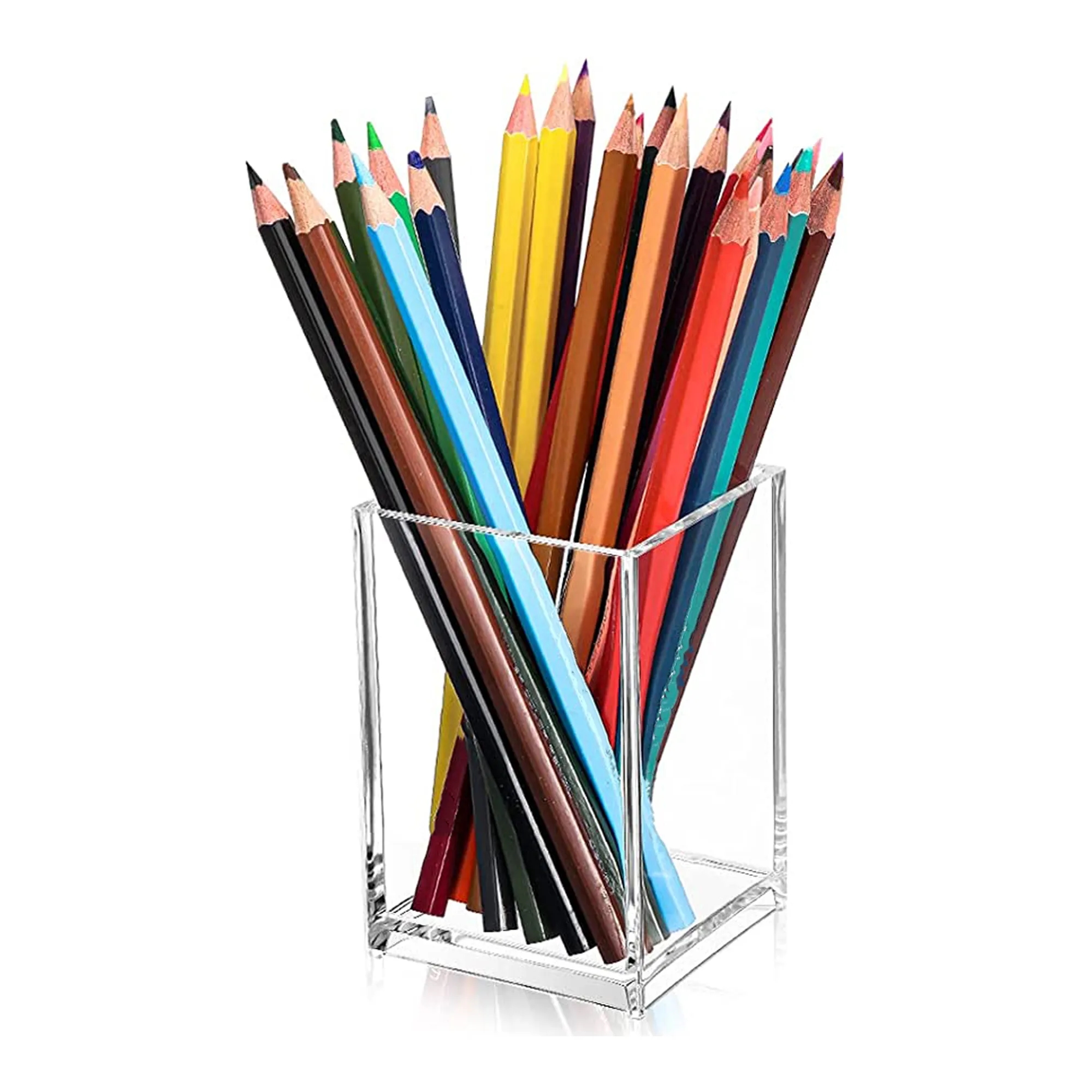 Acrylic Pen Pencil Holder Clear Makeup Brush Cup 4