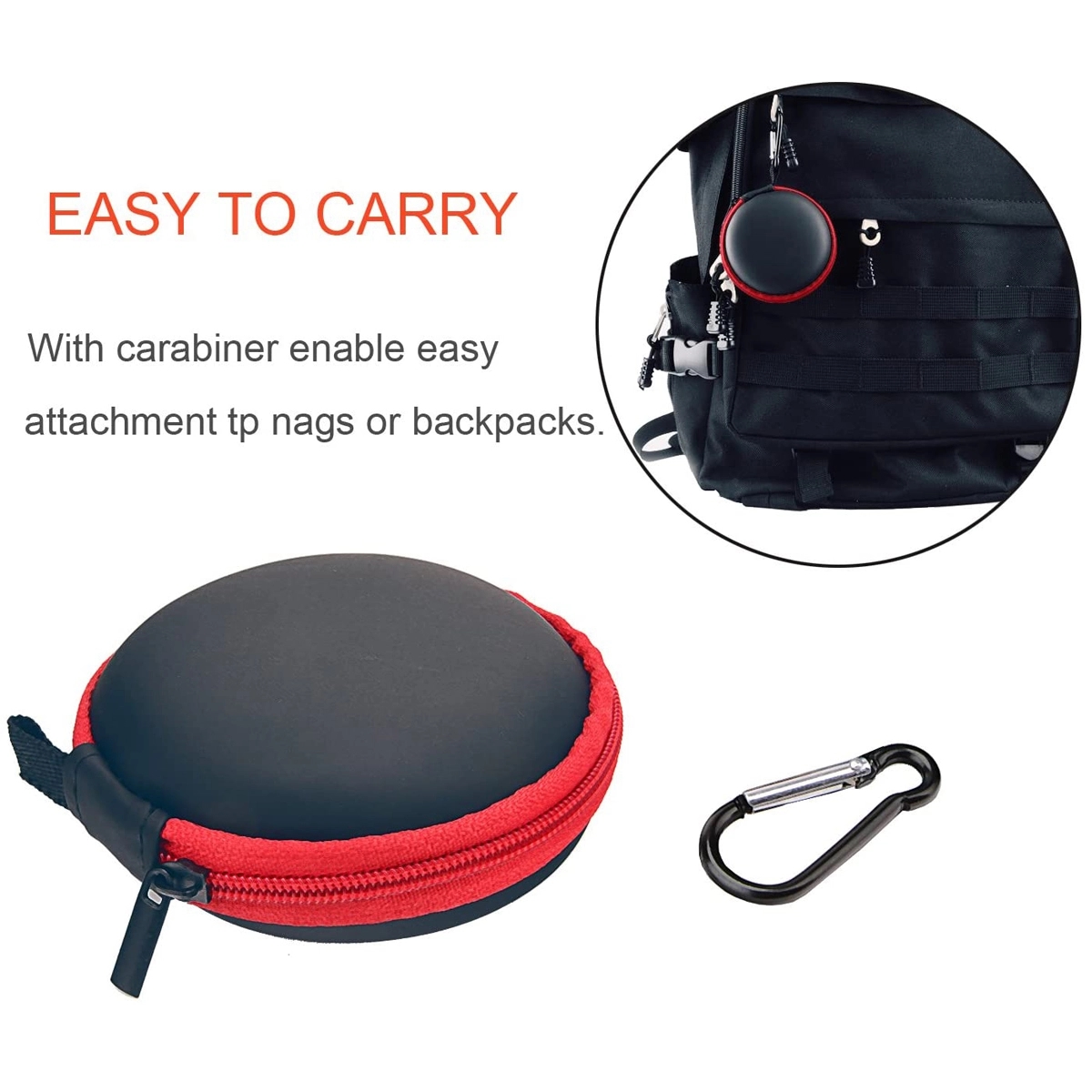 Earbuds Carrying Case With Carabiners 4