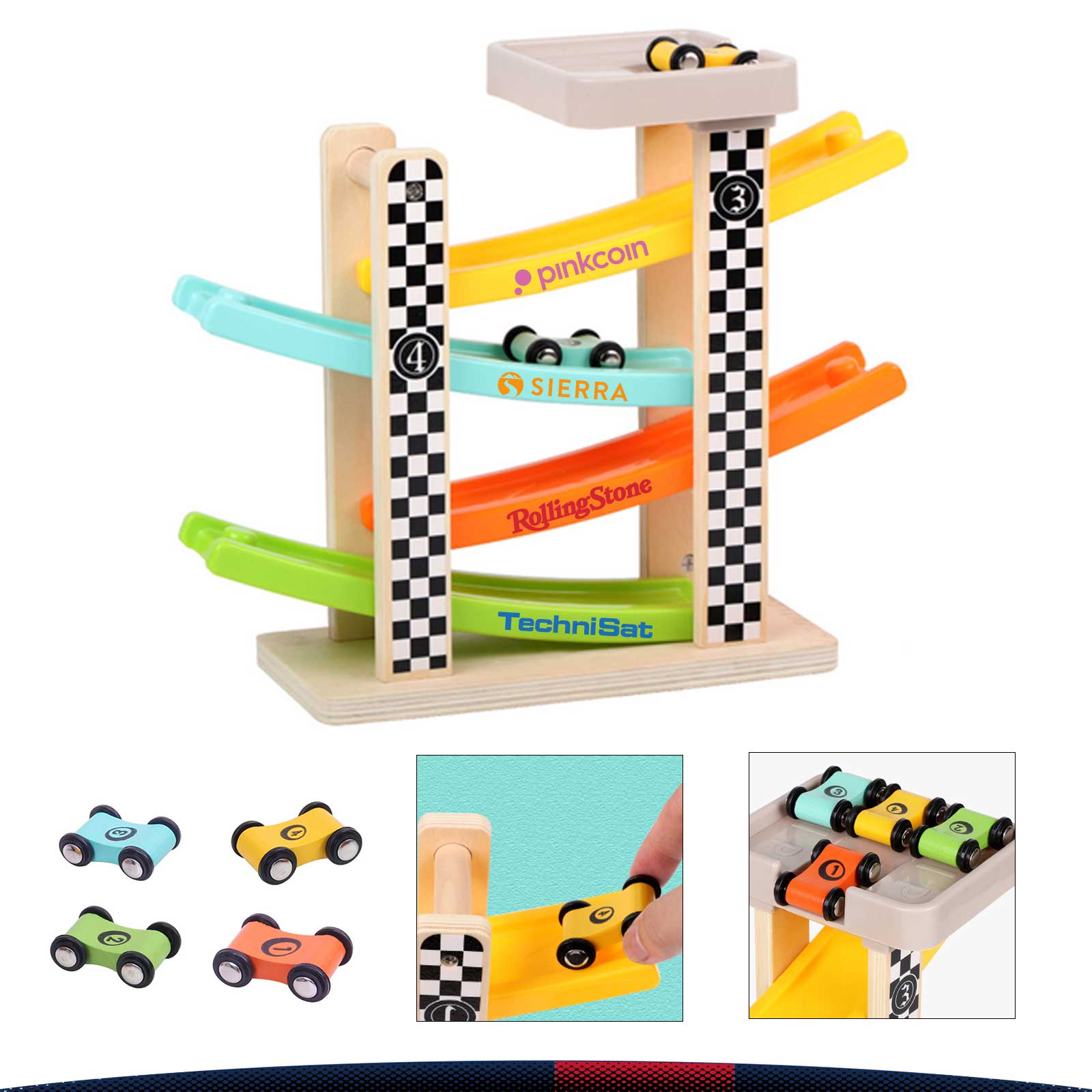 Coolrase Toddler Wooden Car Ramp Track Toys 1