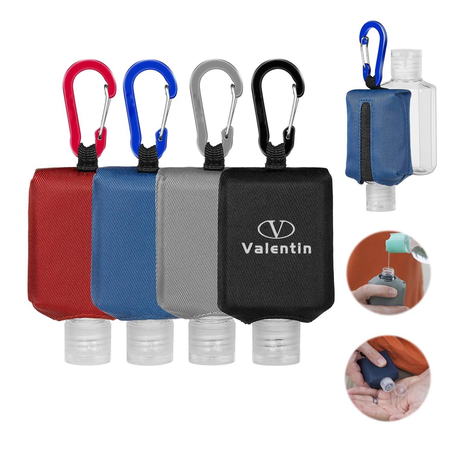 Portable Hand Sanitizer Case with Carabiner 2