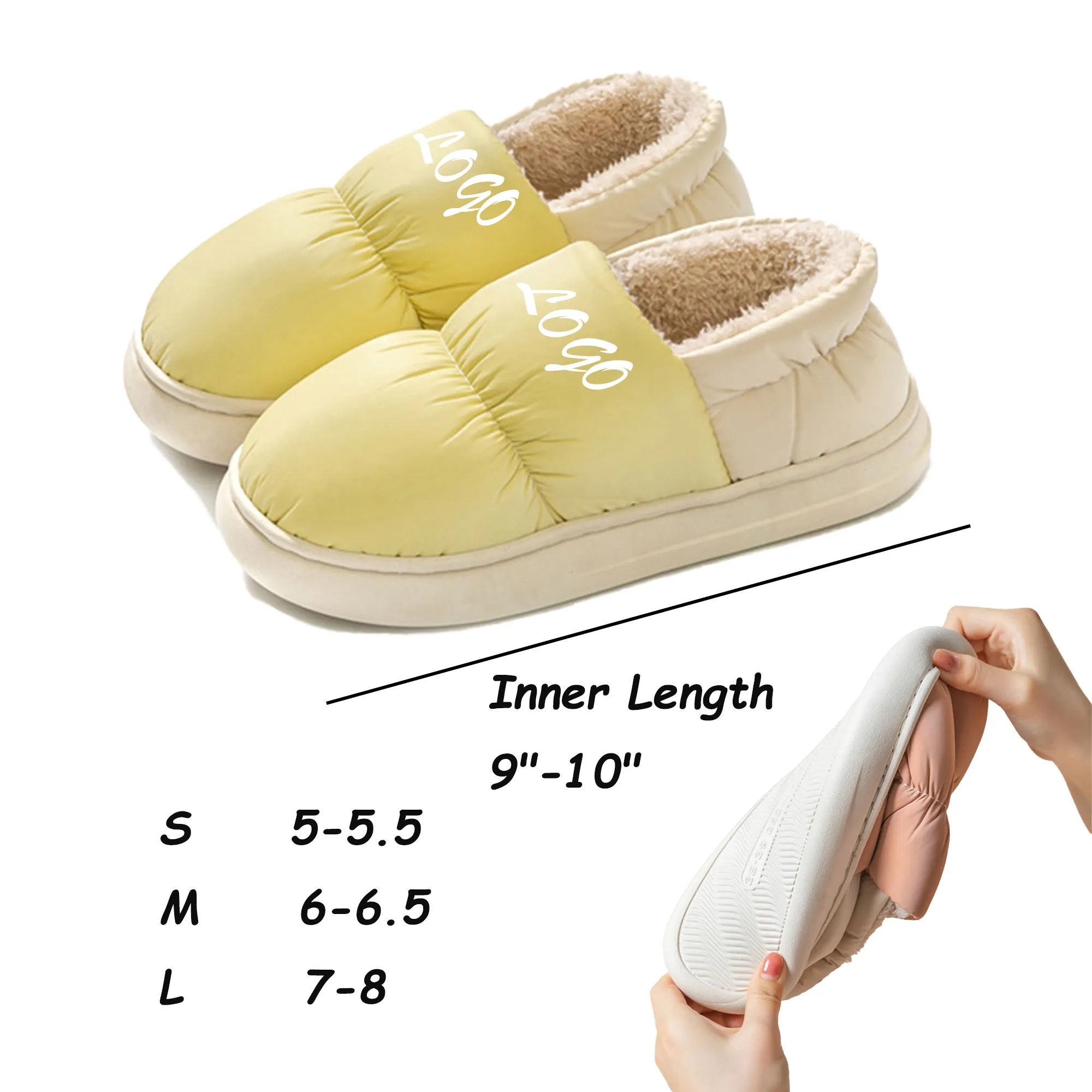 MOQ 30 Waterproof Heeled Cotton Shoes Warmth Non-Slip 9