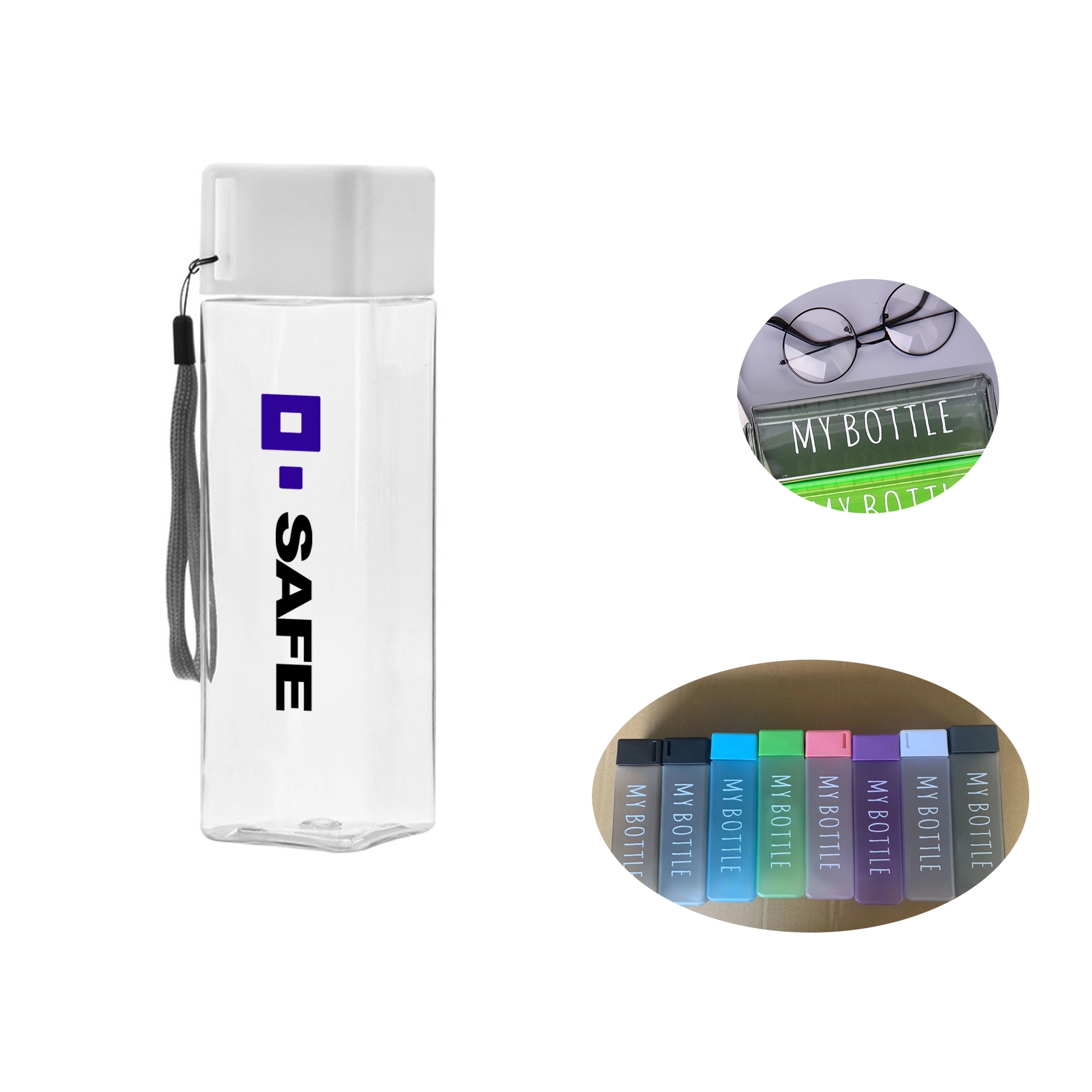 16oz Square Plastic Water Bottle 2