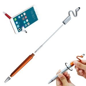 Silver Barrel Stylus Pen With Phone Stand And Ballpoint Functionality 4