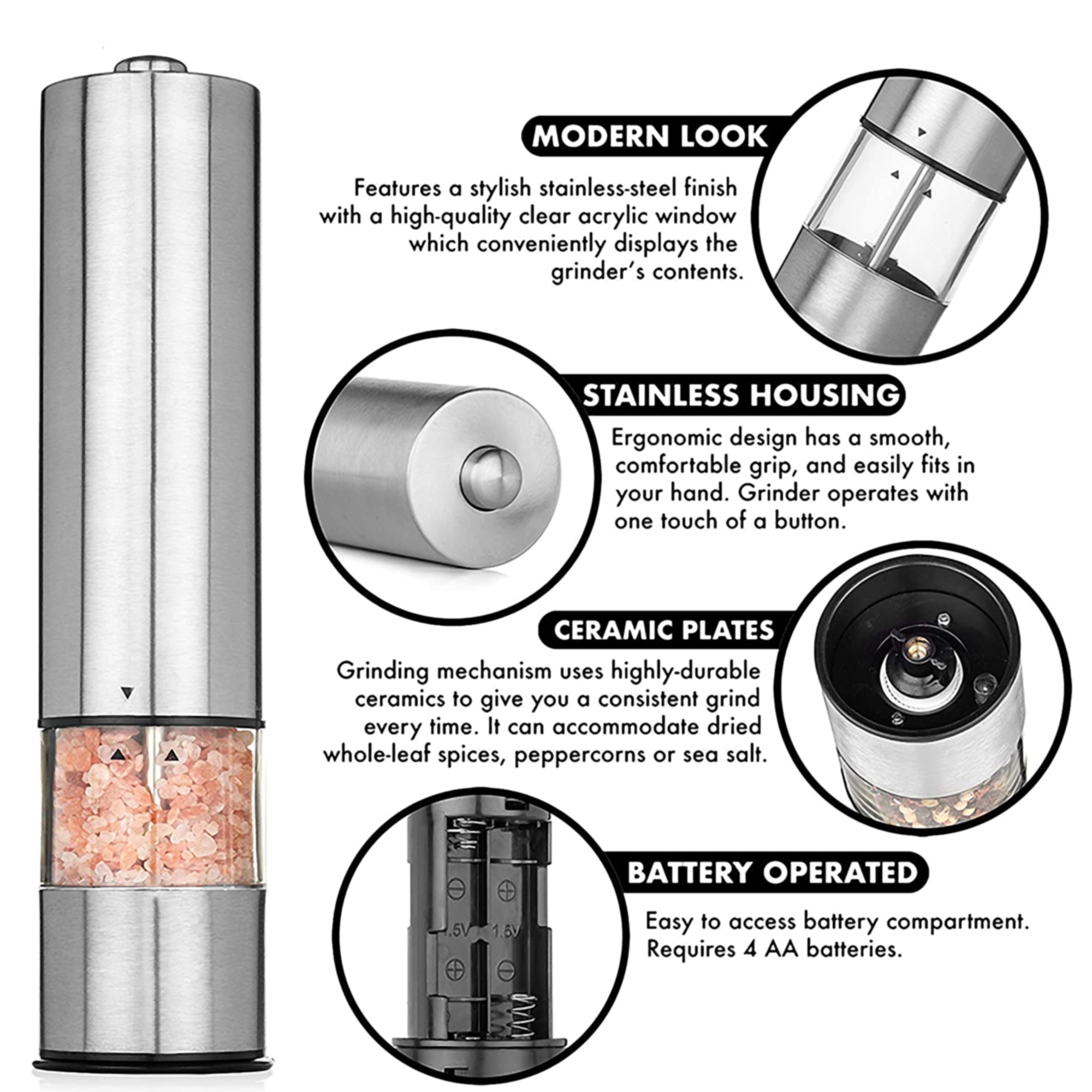 Electric Salt and Pepper Mill Set 3
