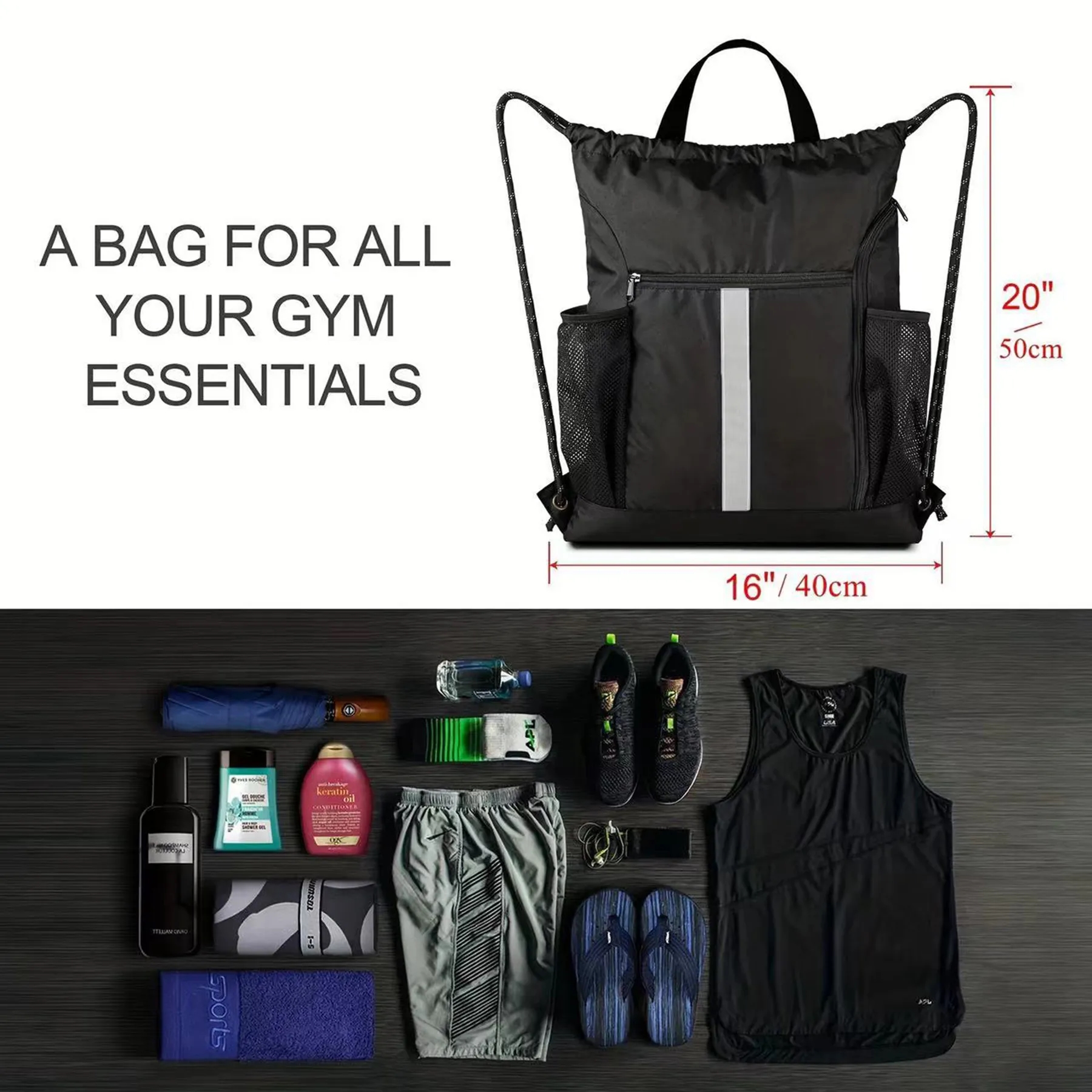 Sports Gym Bag With Shoe Compartment Two Water Bottle 2