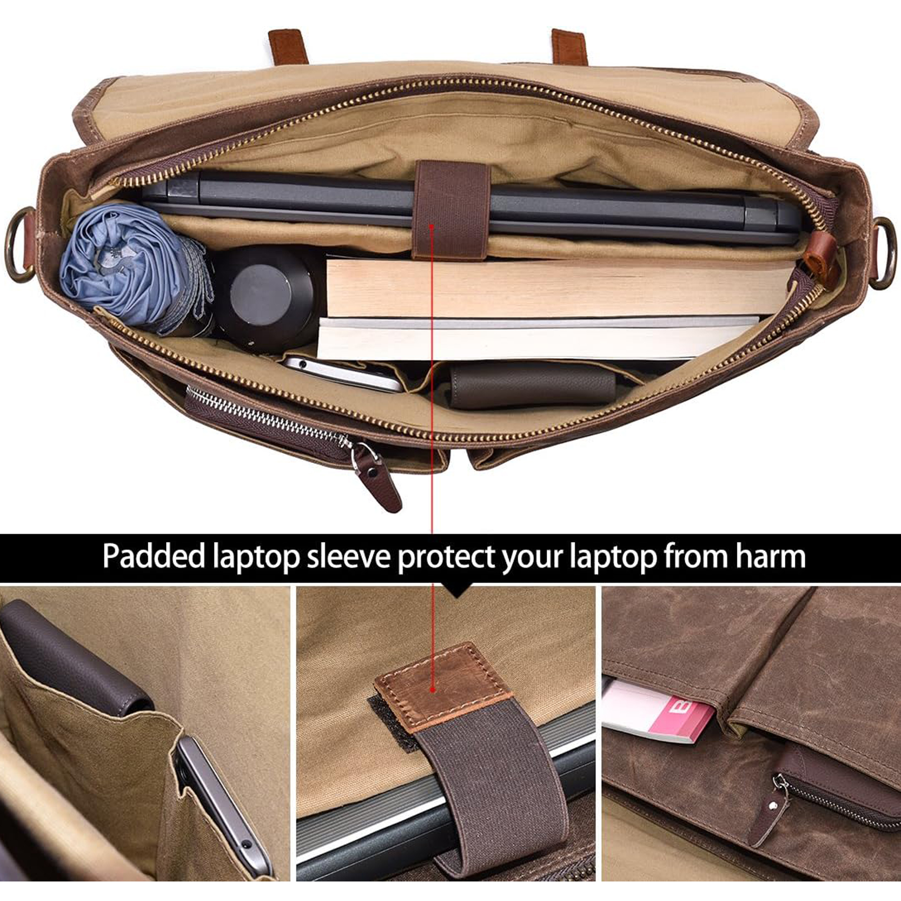 Vintage 15.6" Men's Leather Laptop Messenger Bag 7