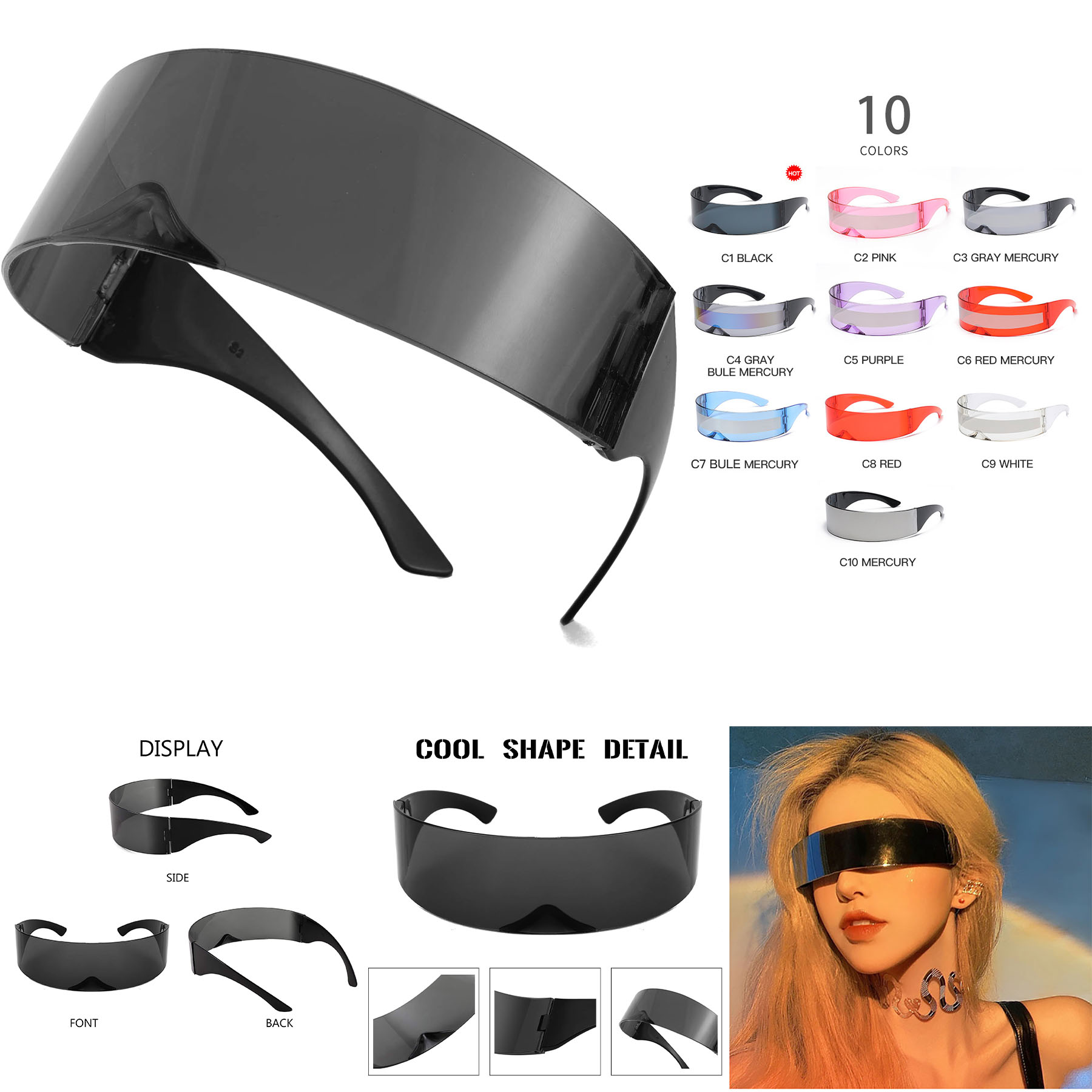 Futuristic Cyclops Cyber Visor Sunglasses