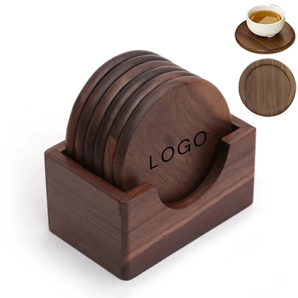 Wood Drink Coasters with Holder(6 pieces) 3