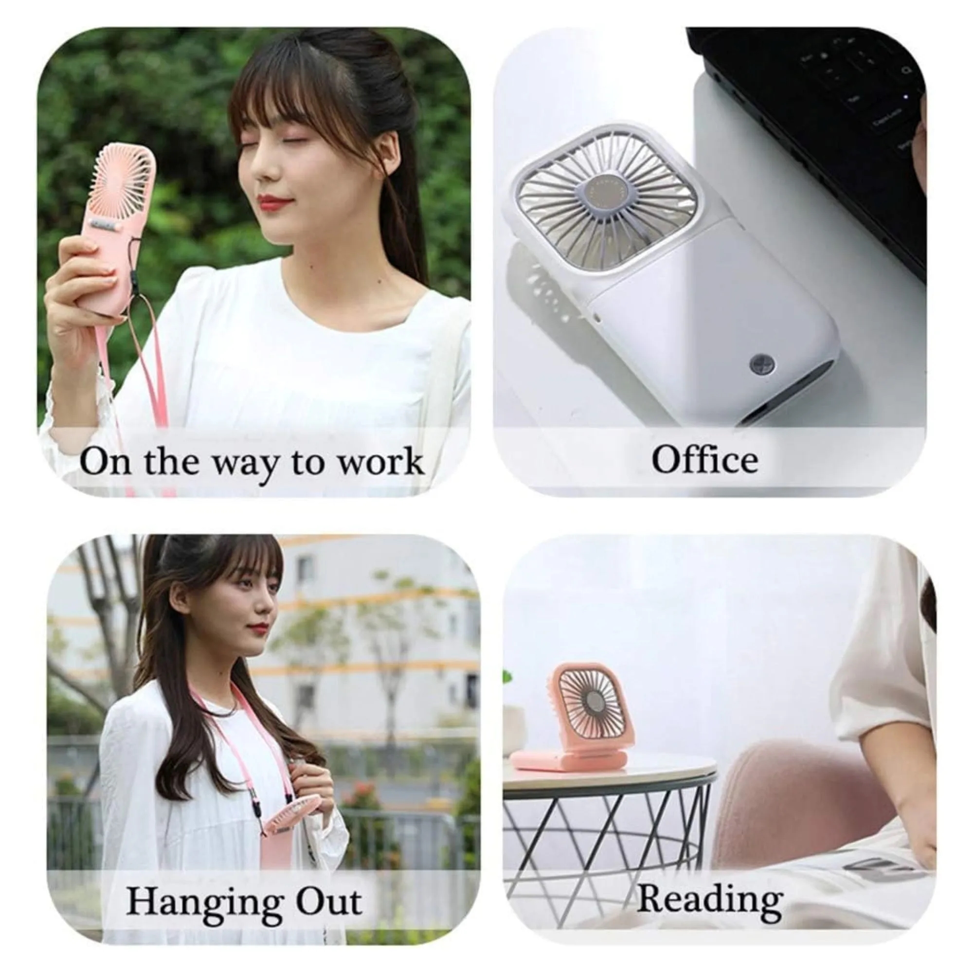 Neck Hanging Foldable Large Capacity Battery Portable Fan 3