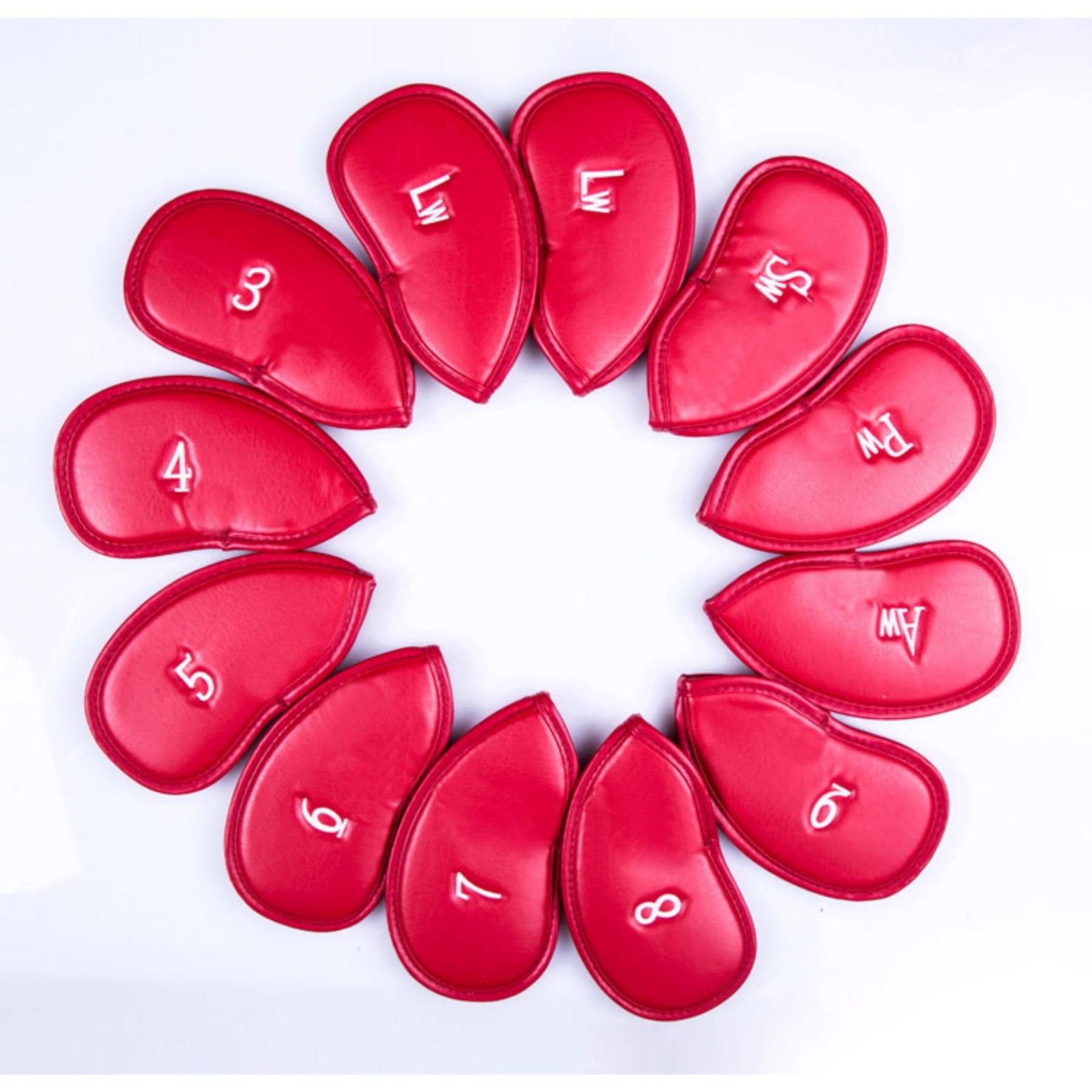 Golf 12Pcs Thick Leather Iron Head Covers Set 6