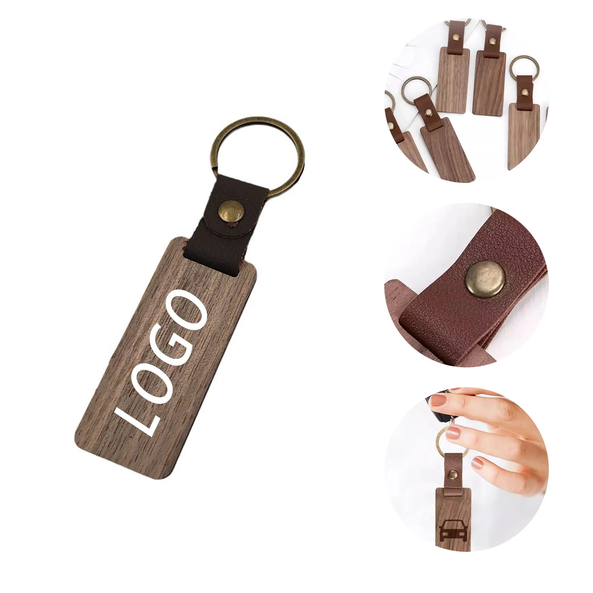Wooden Keychain With Logo For Carrying