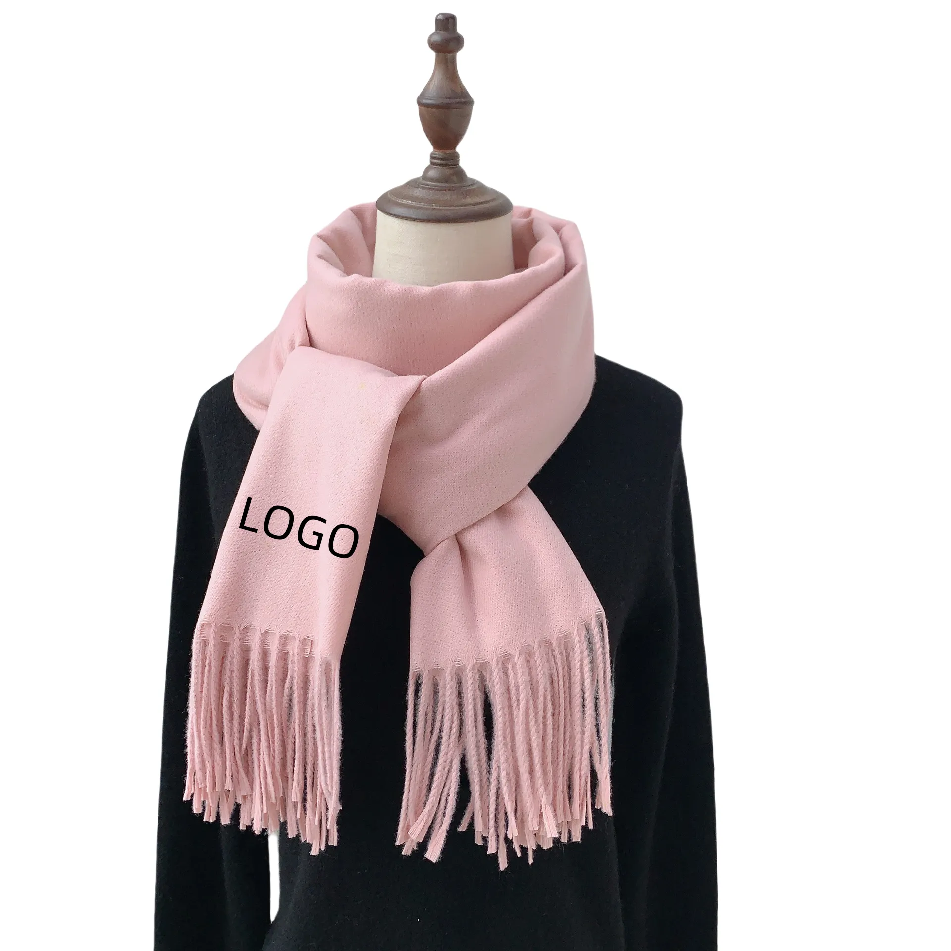 Elegant Faux Cashmere Scarf with Tassels 3