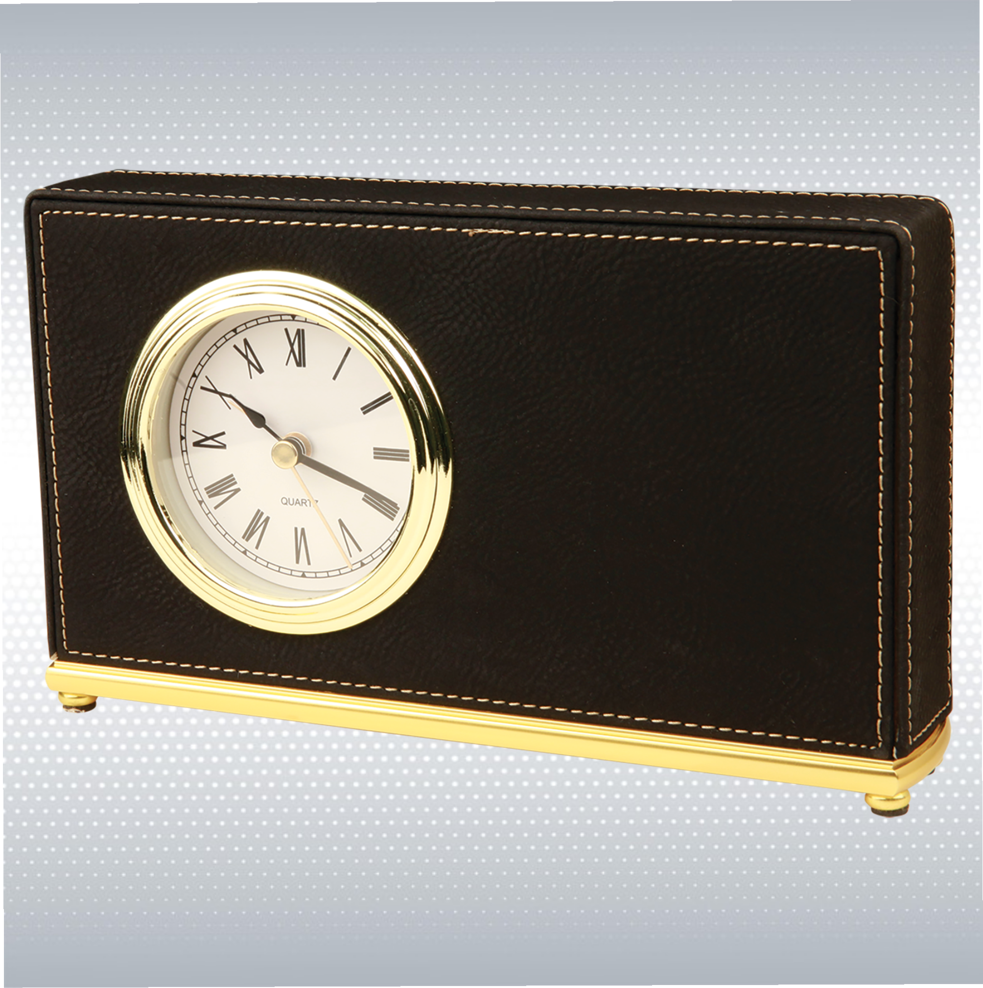 5.5" Light Brown Leatherette Arch Desk Clock 7
