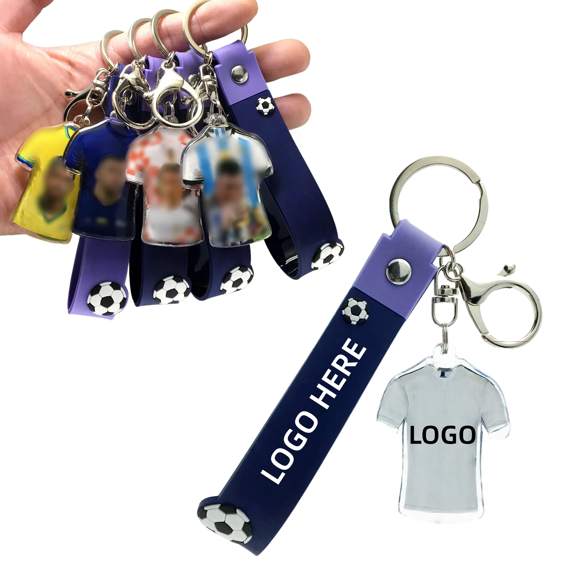 MOQ Soccer Star Keychain Durable Pendant Silicone Strap 2