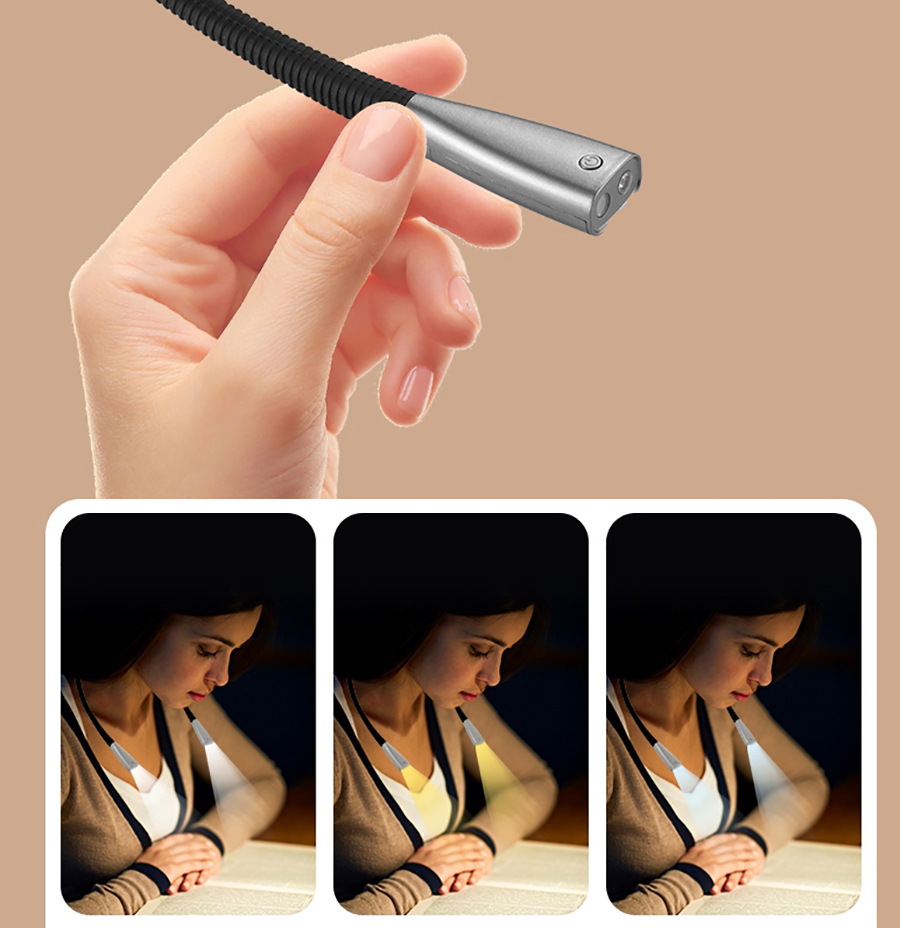 LED Neck Reading Light for Reading in Bed or Outdoor Activities 2000mAh Rechargeable Battery 17
