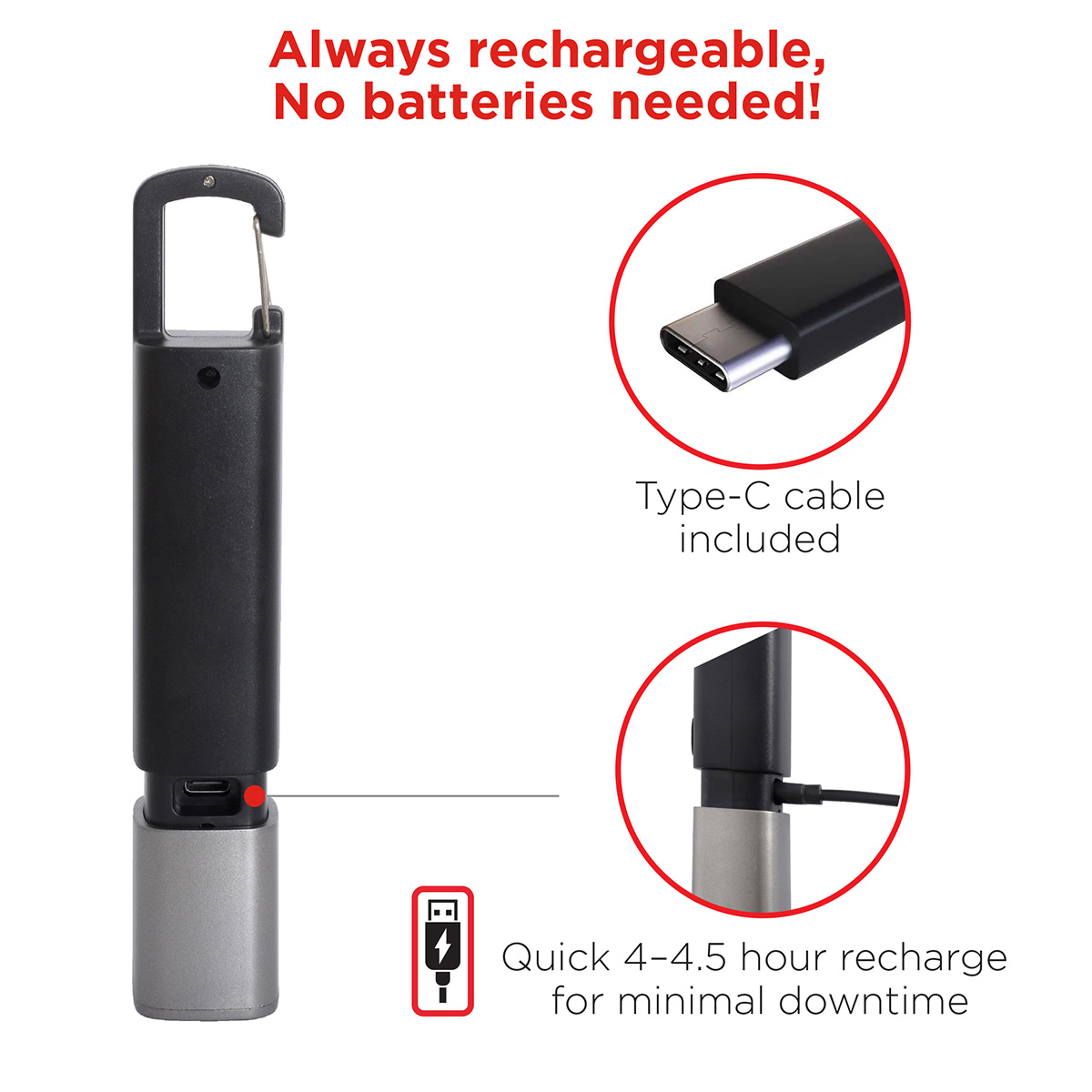 Best Buddy Tools ® Rechargeable Carabiner LED Flashlight 2