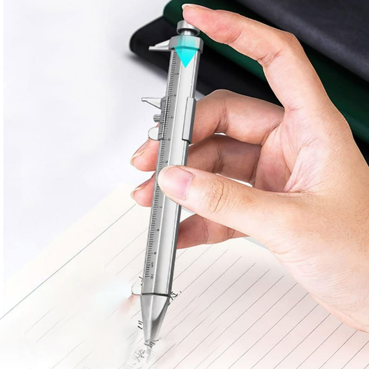 Caliper Style Ballpoint Pen with Blue Ink Refill 3