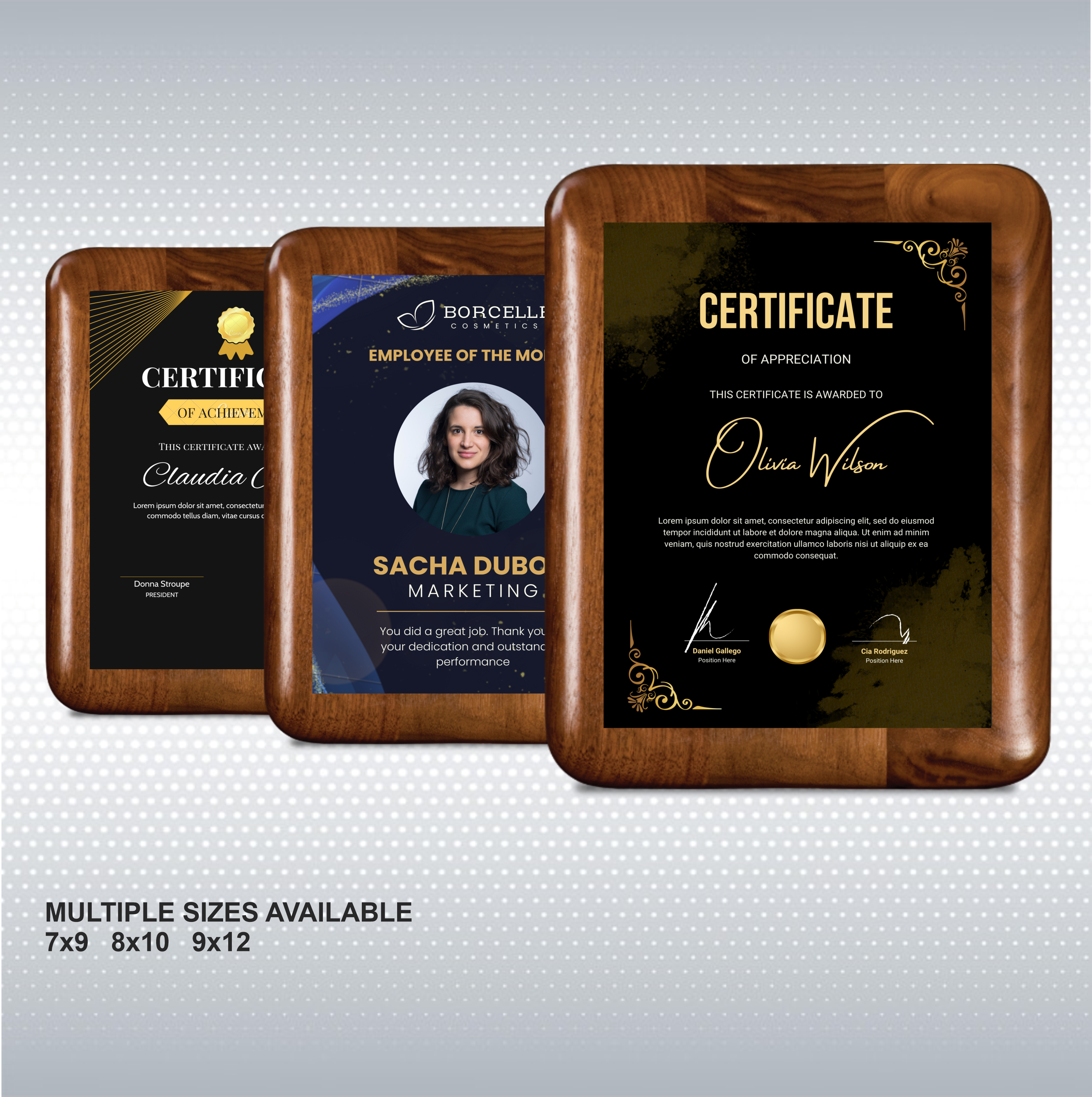 Walnut Elliptical Edge Rounded Plaque/w Sublimated Plate 4