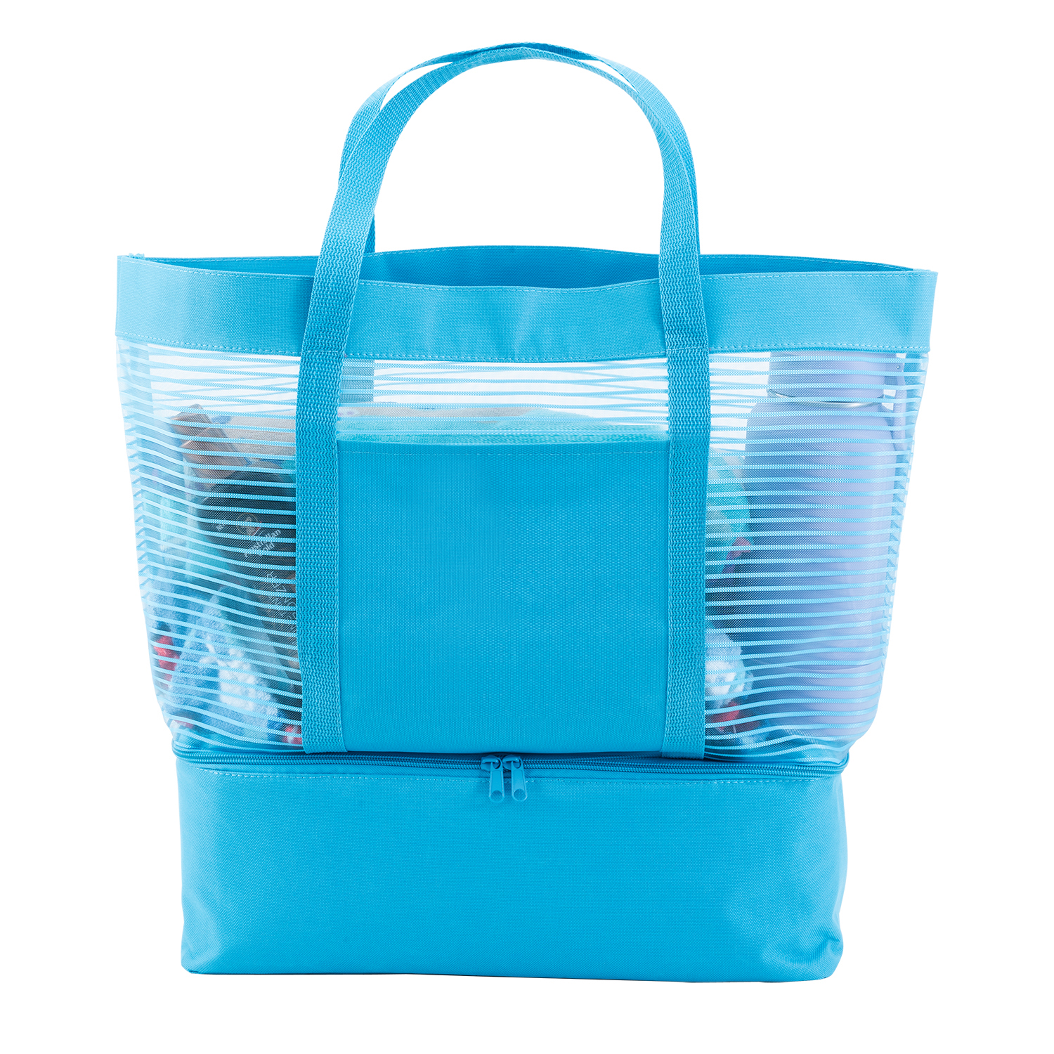 2 in 1 Striped Mesh Beach Bag Cooler 10