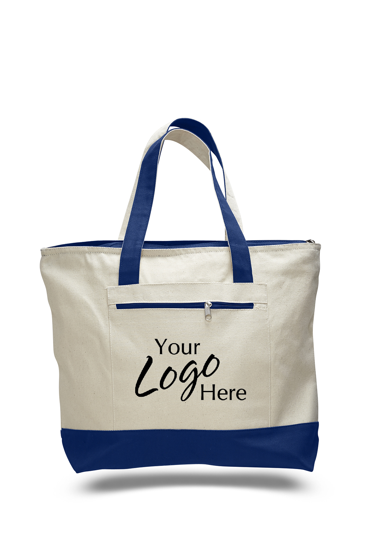 Canvas Zipper Tote Bag 18" W x 14" H with 4.5" Gusset, custom tote bag with logo imprint 16