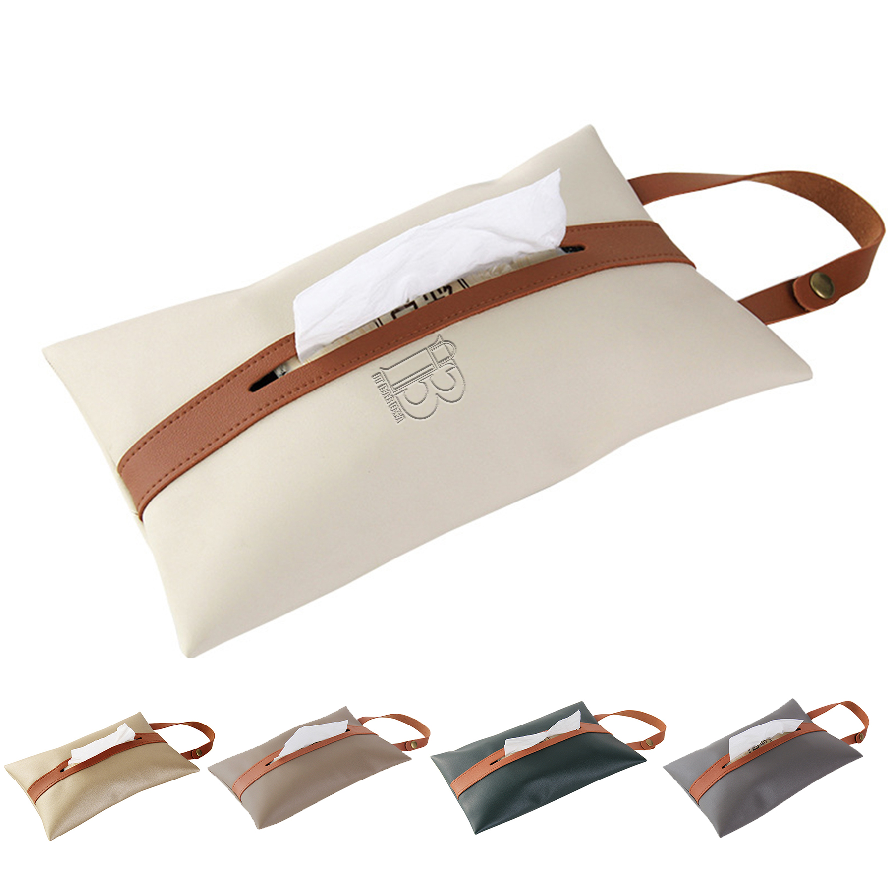PU Leather Tissues Box with Hanging Strip 2