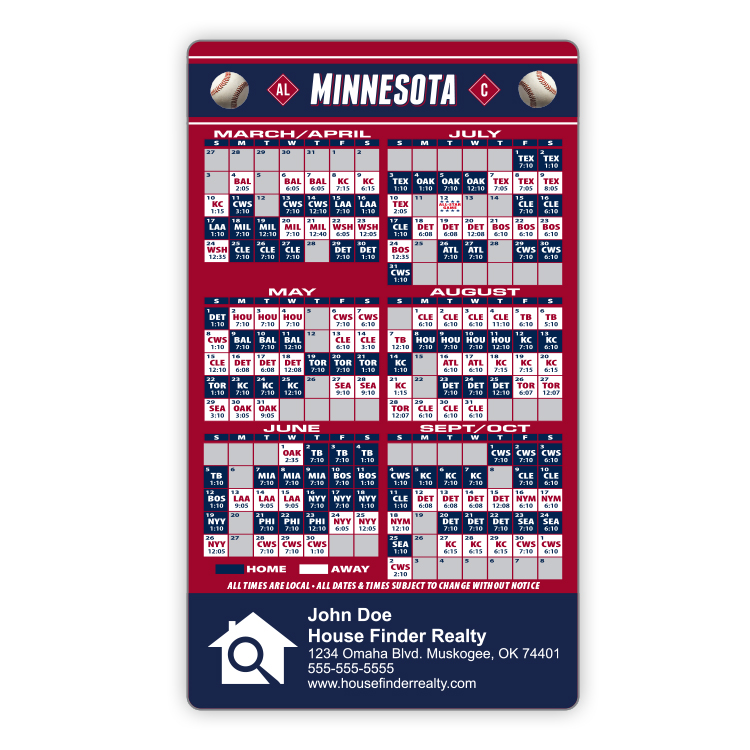 Magnet Sport Schedules - 3.5x6 Baseball Round Corners - 25 mil. 3