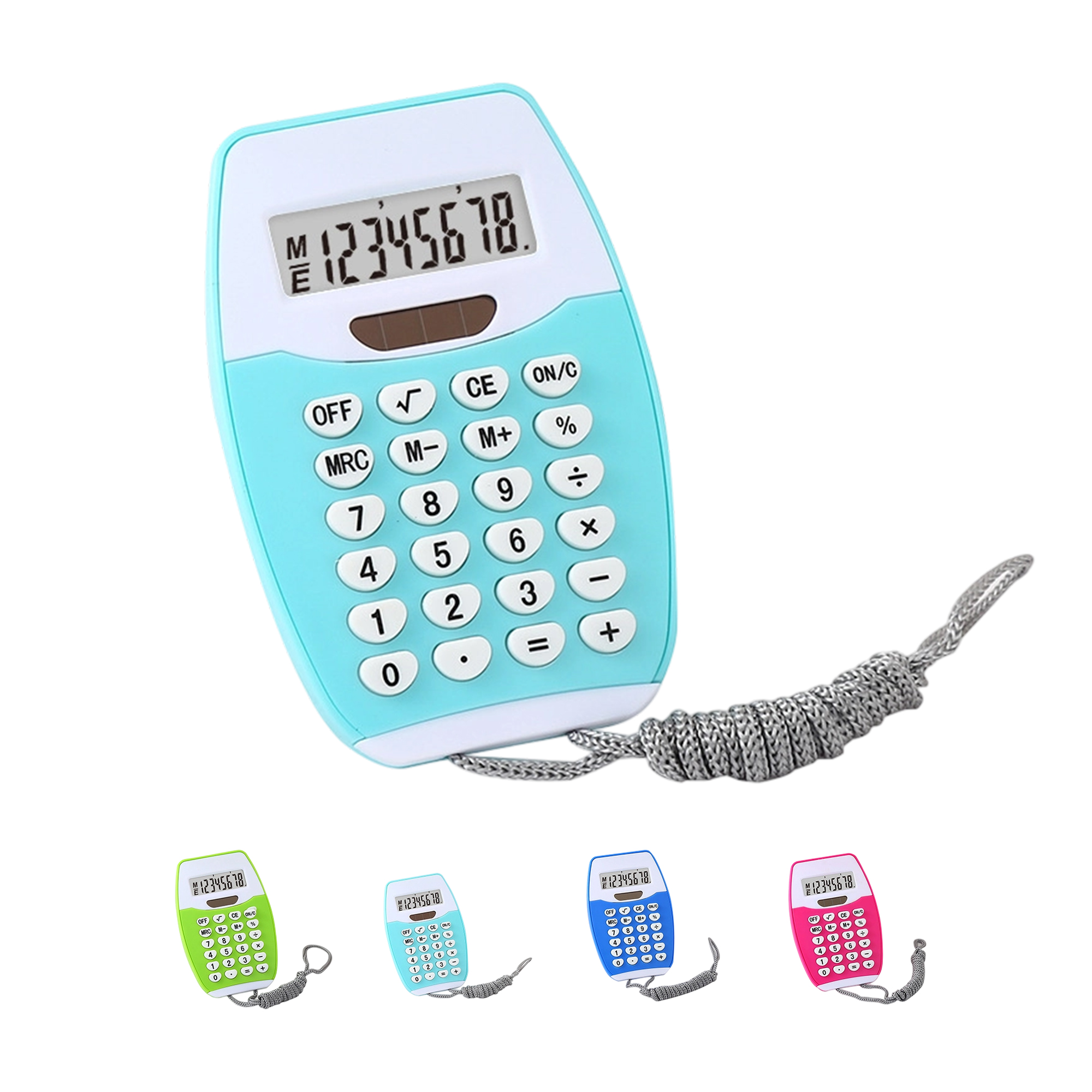 Dual Power Lanyard Calculator With 8 Digit Display 4" x 2.6" 7
