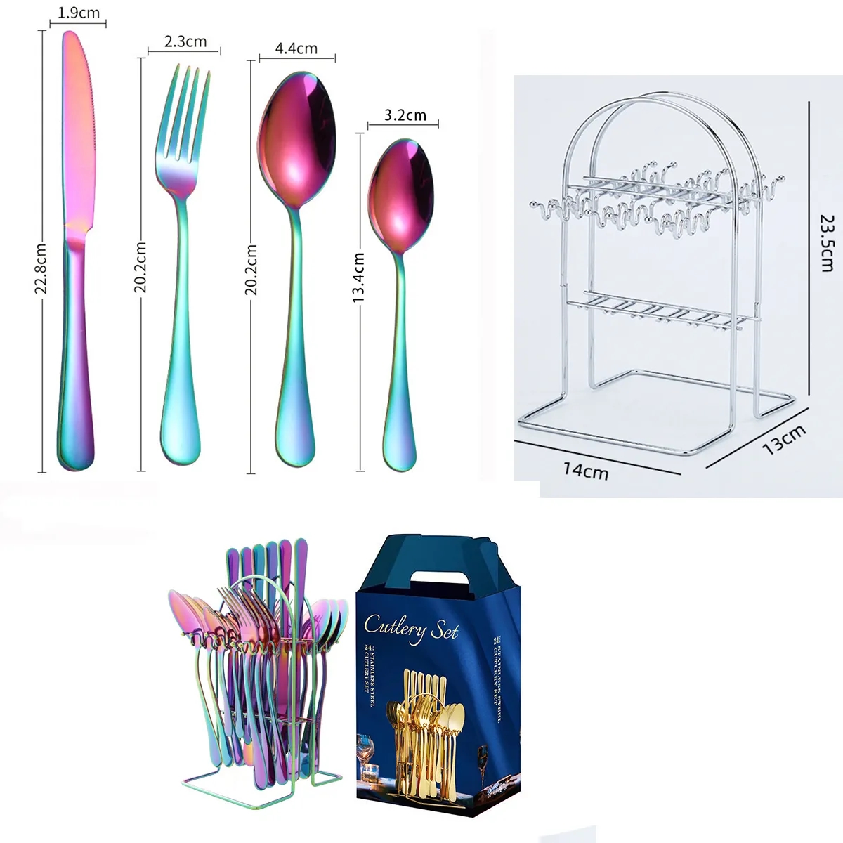 24pcs Stainless Steel Flatware Cutlery Set for Gift 2