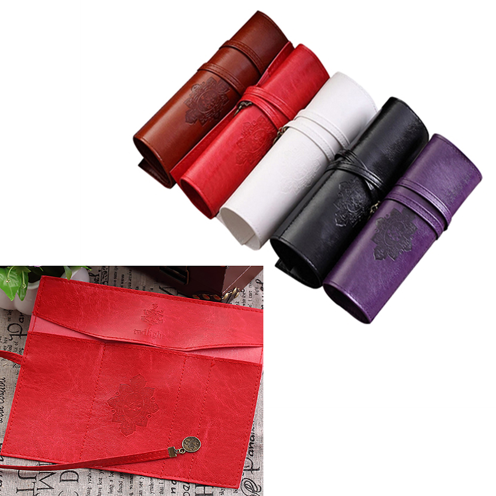 Roll-up PU Leather Pencil Case Holder 1
