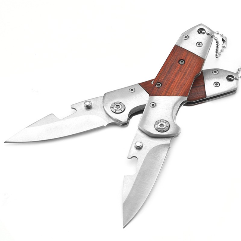 Stainless Steel Folding Pocket Knife with Wooden Handle 6