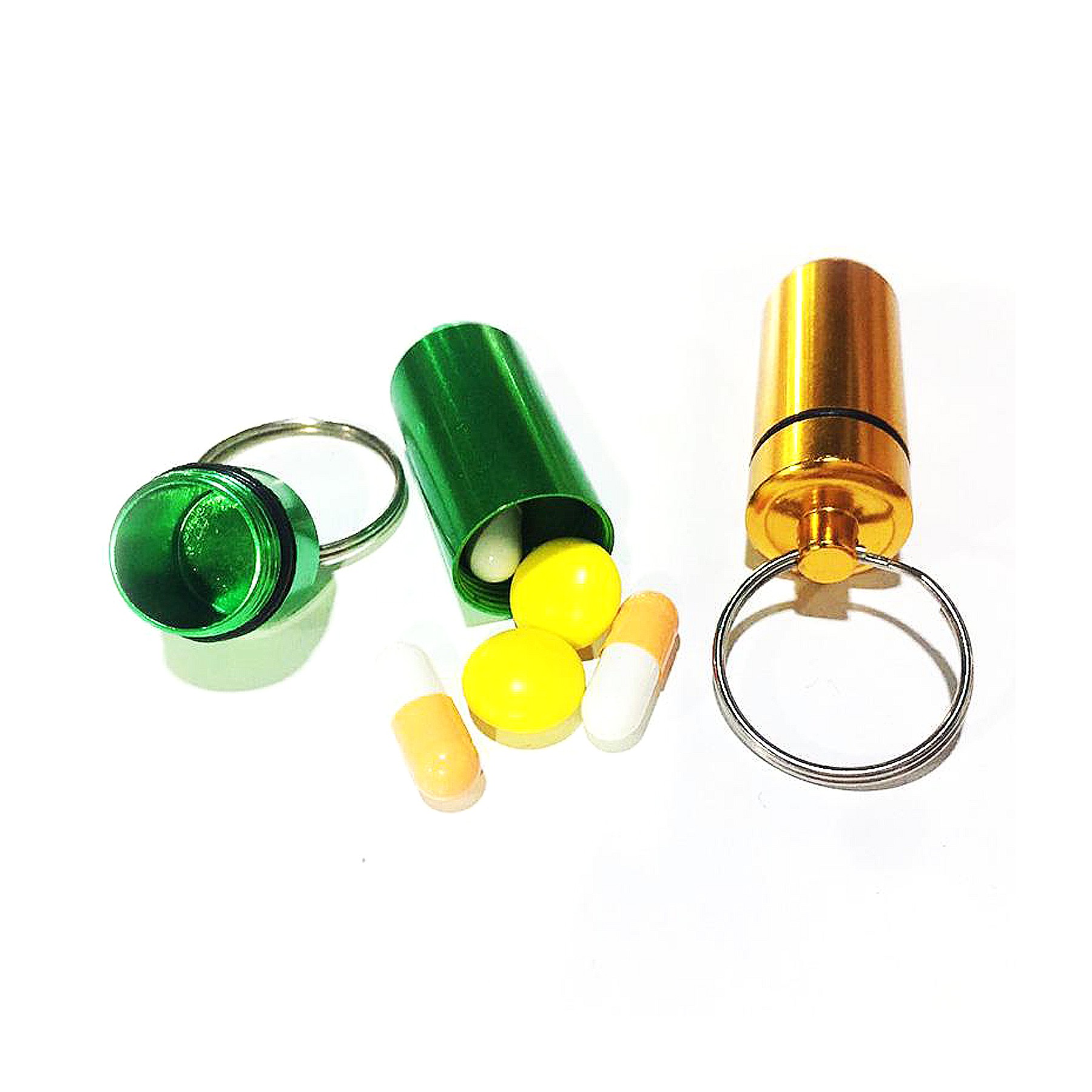Waterproof Aluminum Pill Box Case With Keychain 10