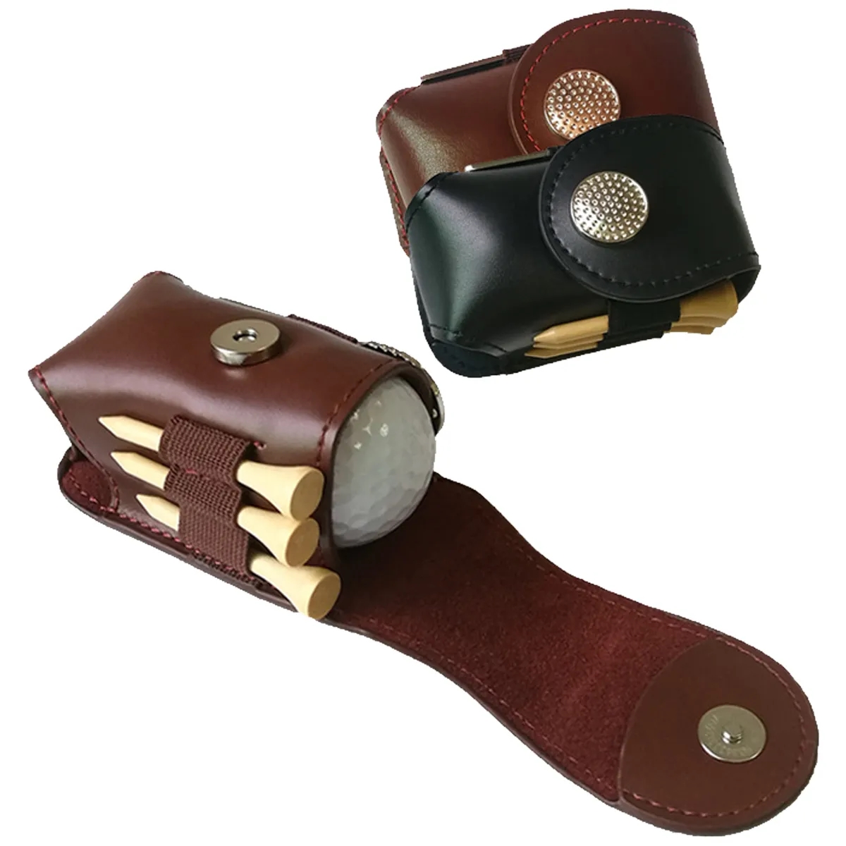 4-in-1 Real Leather Golf Ball Storage Bag Set 3