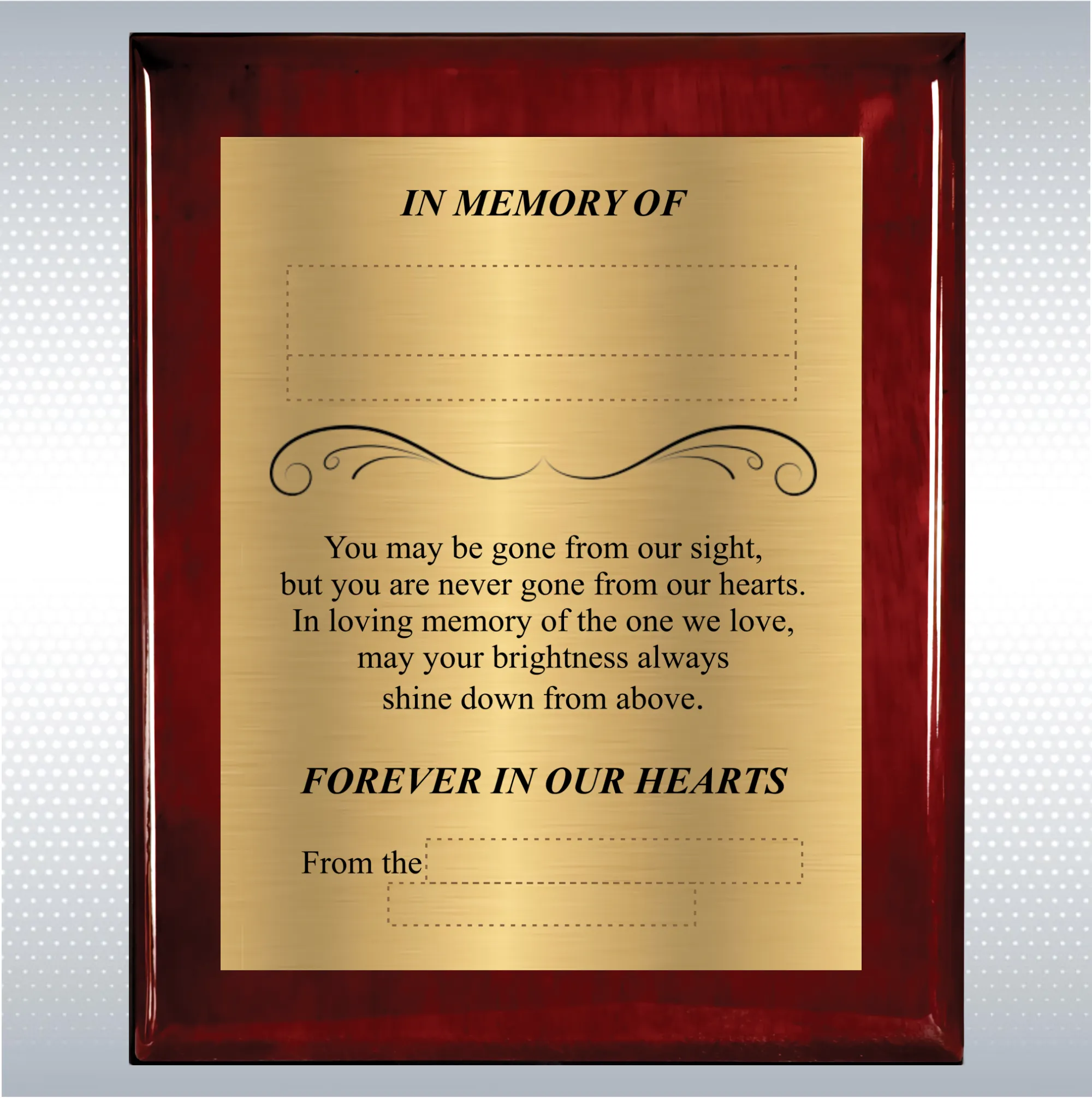 Rosewood Piano Finish Wood Personalized Memorial Plaque Gift 13
