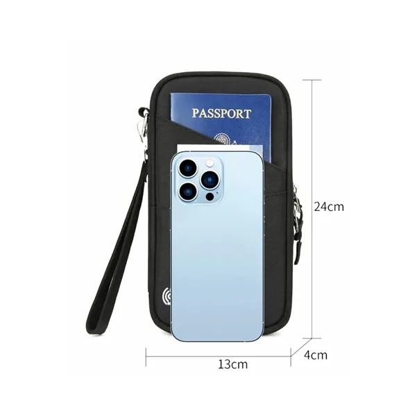 Blocking Travel Passport Wallet With Zipper Wrist Strap 3